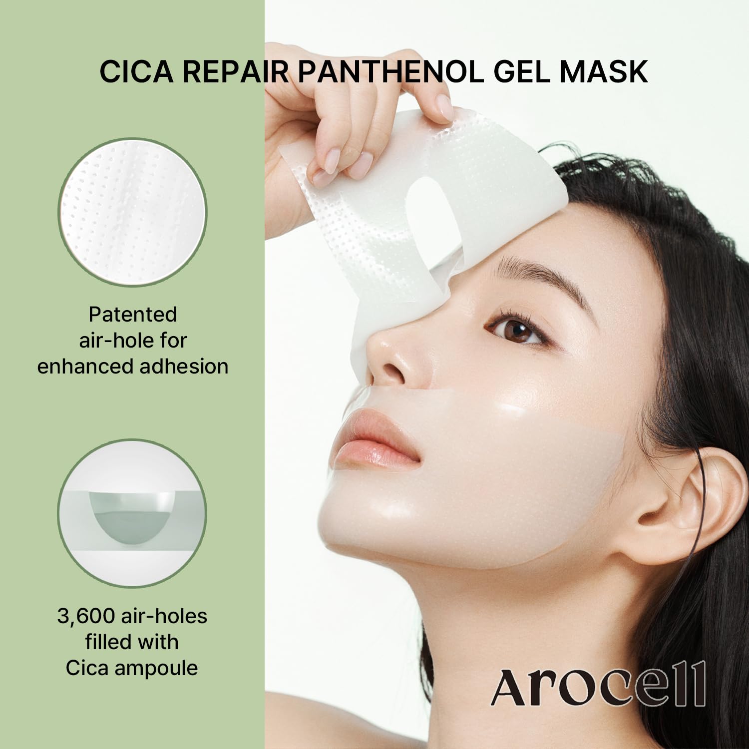 AROCELL Cica Repair Panthenol Gel Mask - 4 Facial Sheets for Calming, Moisturizing & Soothing Sensitive Skin | Korean Skincare for Clear & Healthy Complexion | Perfect for Post-Treatment Care & Daily Hydration