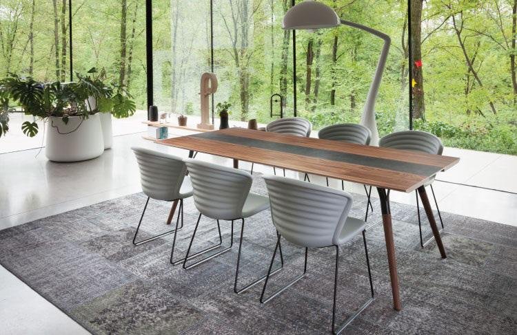 Tonon Modern Salt and Pepper Dining Table (Model 828.05) - Contemporary Kitchen & Dining Room Furniture for Small Spaces & Apartments