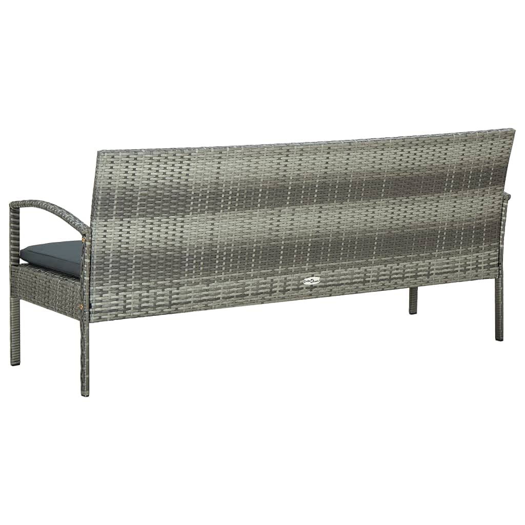 All-Weather 3-Seater Patio Sectional Sofa Set with Cushions - Gray Poly Rattan Outdoor Furniture for Deck, Poolside, Backyard & Porch - Perfect for Relaxing, Entertaining & Lounging in Any Season