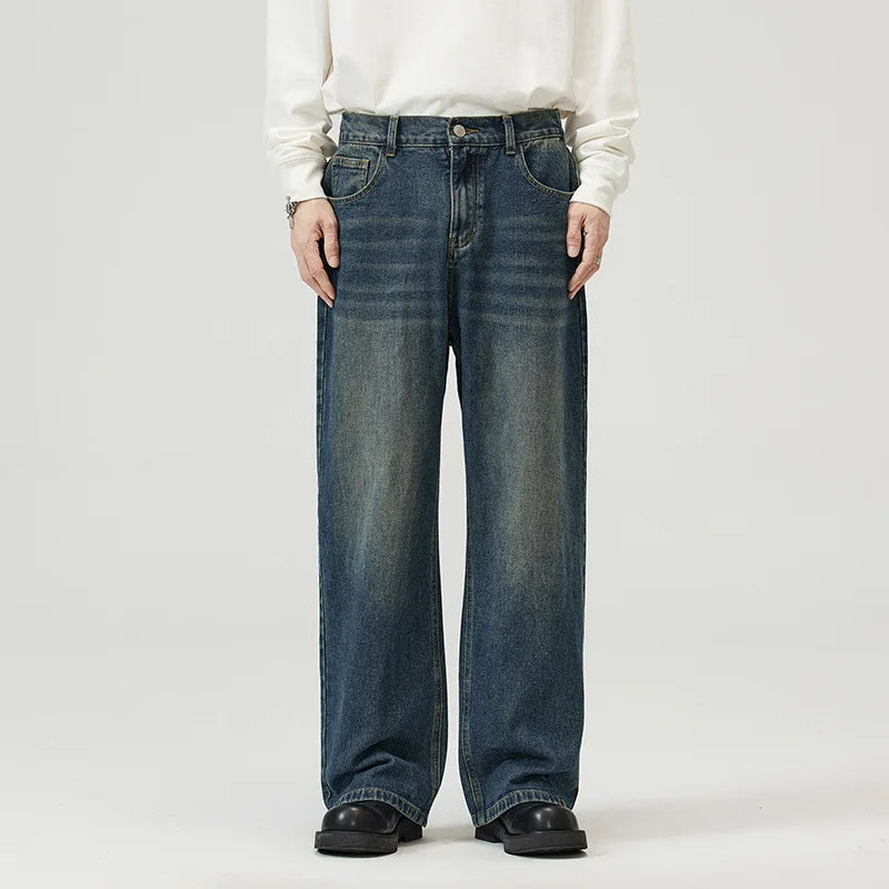 Men's Straight Leg Denim Jeans - Loose Fit Casual Pants for Men, Solid Color American Style Trousers | Spring 2025 Collection | Perfect for Everyday Wear, Office & Weekend Outings (Style 9W1548)