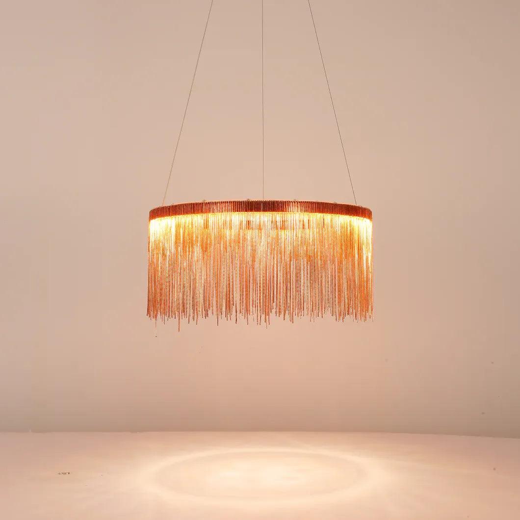 Modern Ring-Shaped Tassel Pendant Light - Elegant Luxury Ceiling Fixture for Dining Room, Bedroom & Living Room Decor
