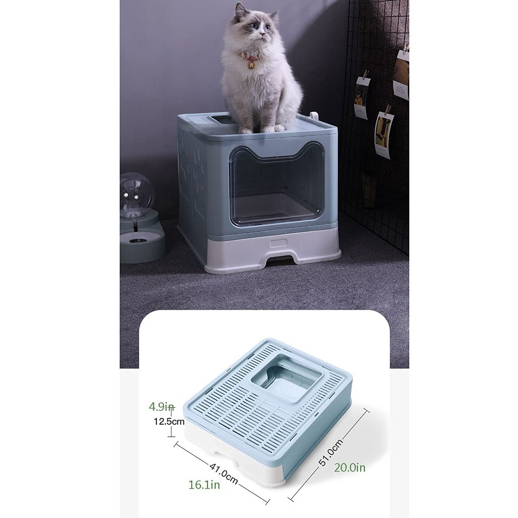 Foldable Top Entry Enclosed Cat Litter Box - Large Splash Proof & Odor Control Cat Toilet with Drawer | Perfect for Small Spaces & Multi-Cat Homes | (Color: C)