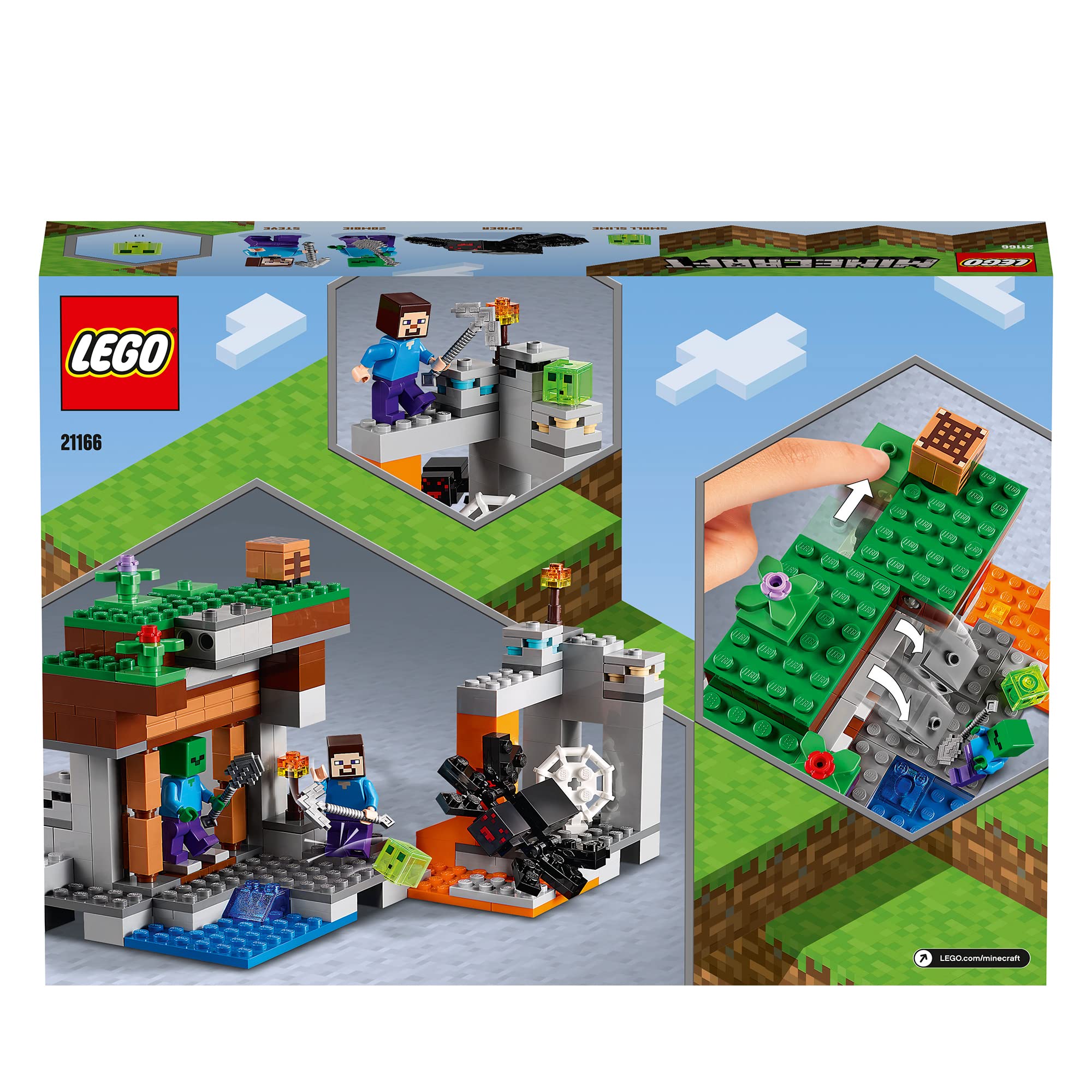 LEGO 21166 Minecraft The Abandoned Mine Building Set - Zombie Cave with Slime, Includes Steve & Spider Figures - Perfect for Kids & Minecraft Fans, Great for Creative Play & Collecting