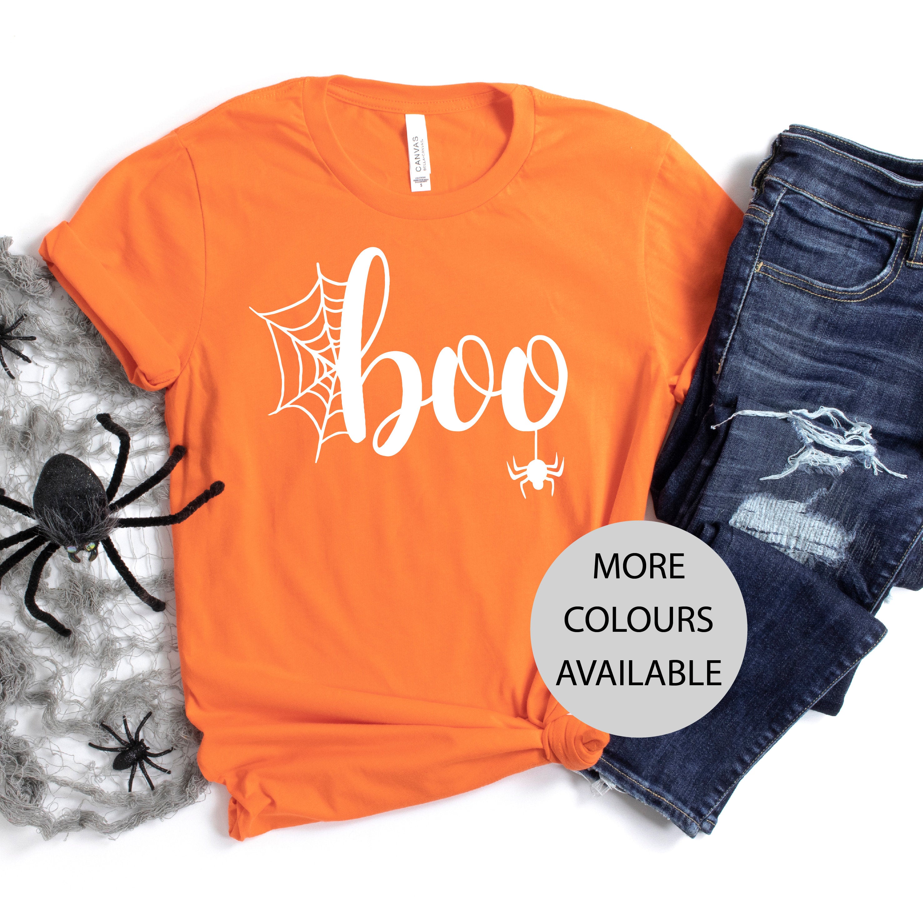 Boo! Spiderweb Halloween T-Shirt for Men & Women - Multiple Colors & Sizes Available - Perfect for Halloween Parties & Costume Outfits