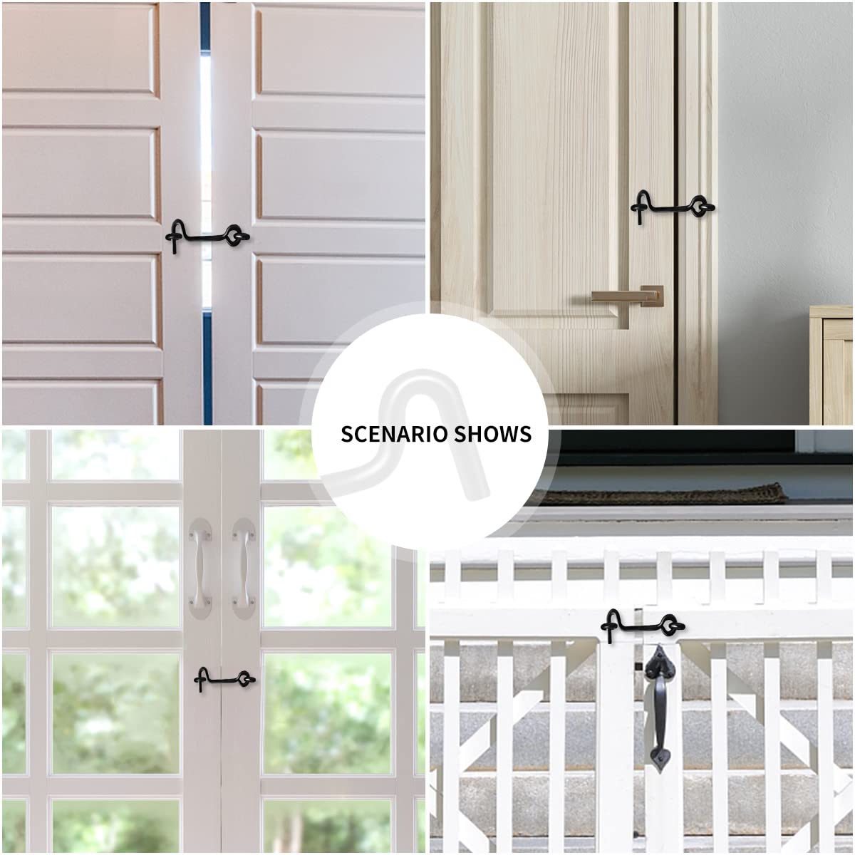 JUGREAT 5PCS Swivel Hook Eye Latch for Windows, Doors & Gates - 1.7 Inch Heavy Duty Cabinet Hook Lock with Mounting Screws - Perfect for Home, Office, RV & Pet Safety Security