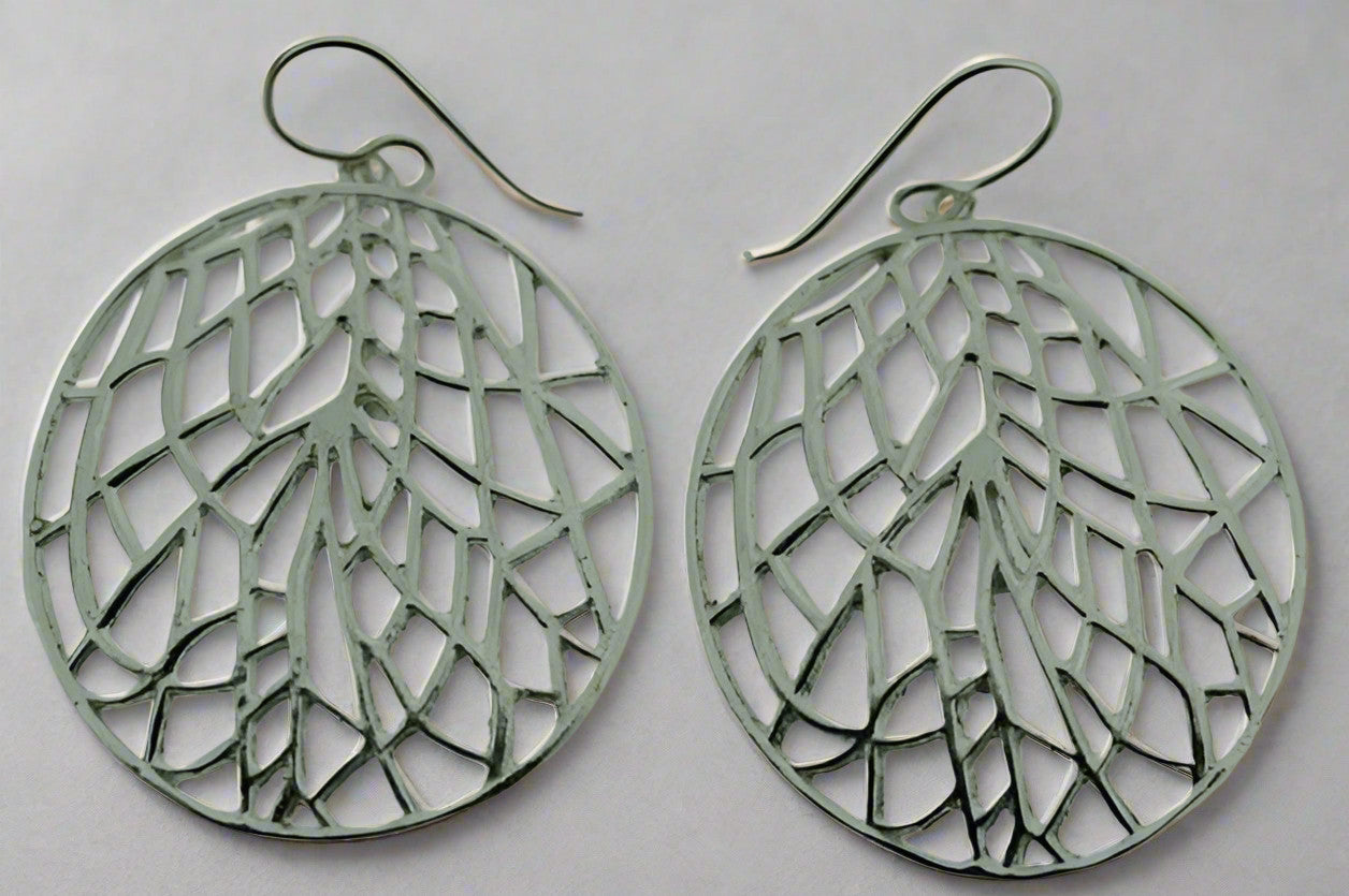 Oval Web Earrings Sterling Silver - Elegant Dangle Hoop Earrings for Women, Perfect for Parties, Weddings & Everyday Wear