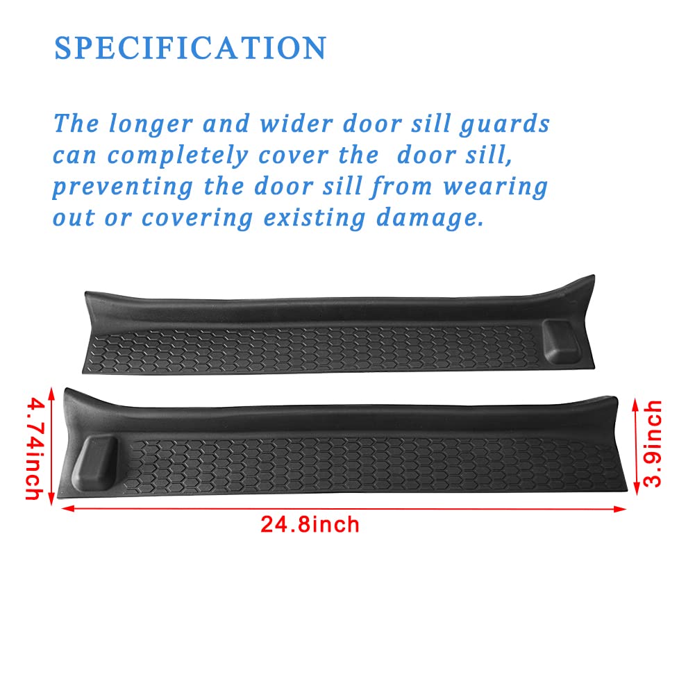Black Rubber Door Sill Guards Kit - Full Coverage Protection for Jeep Wrangler JL JLU & Gladiator JT 2-Door - Durable Scratch Resistant Accessories for Off-Roading & Daily Driving