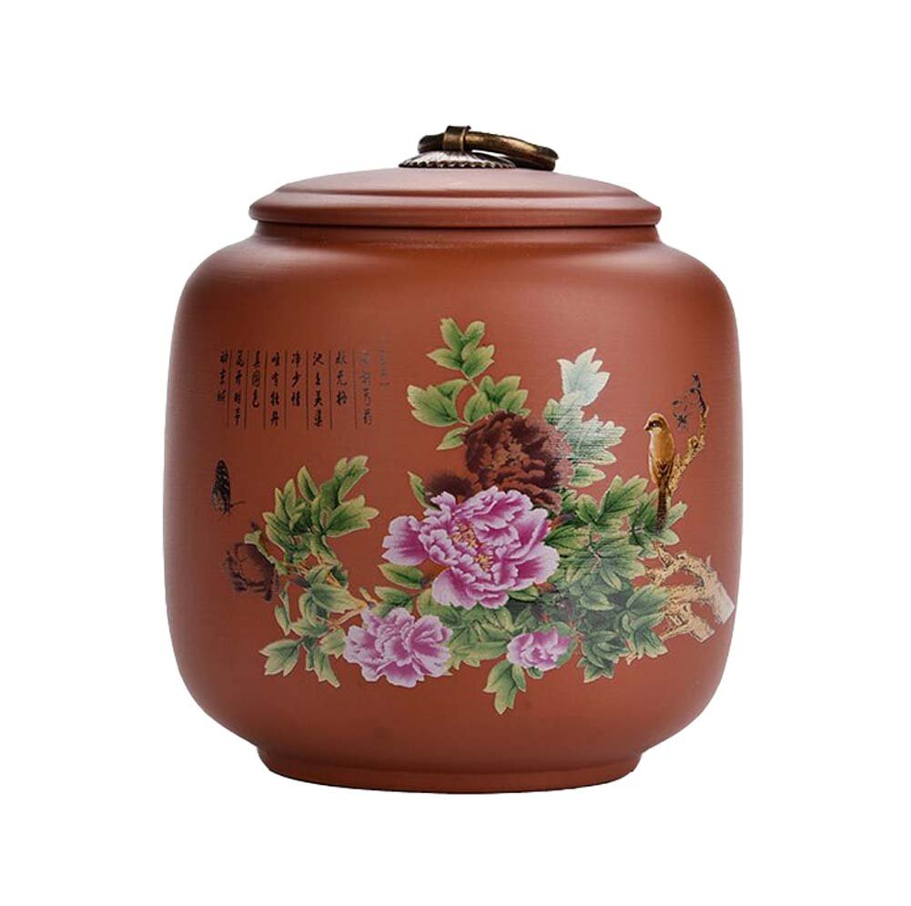 Premium Purple Clay Loose Tea Storage Tin - Airtight Tea Caddy Canister with Floral Design | Perfect for Tea Collection & Kitchen Organization