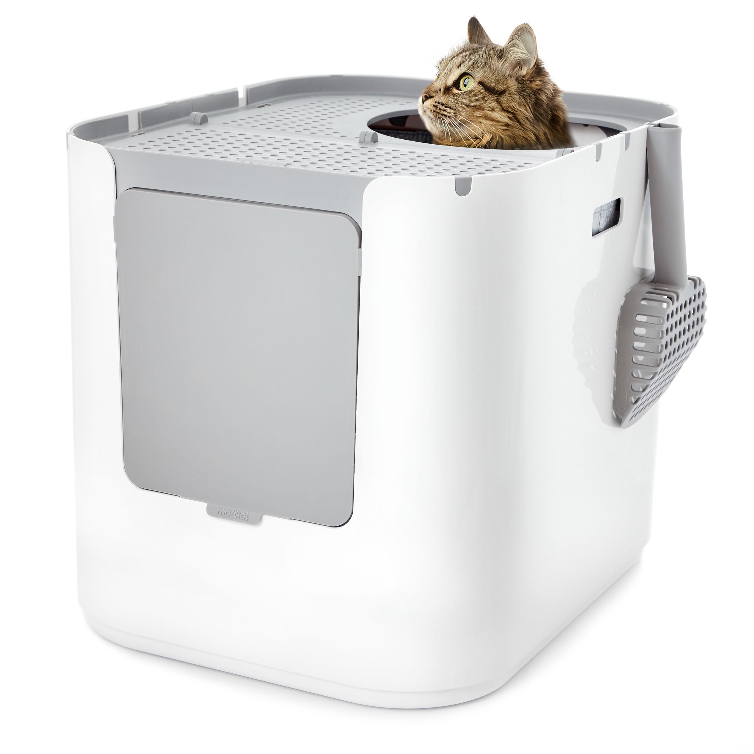 Modkat XL Litter Box - Extra Large Covered Cat Litter Box with Top & Front Entry - Reusable Liners & Tall Base to Contain Mess - Easy Clean Black Cat Toilet for Indoor Cats | Perfect for Small Spaces & Multi-Cat Homes