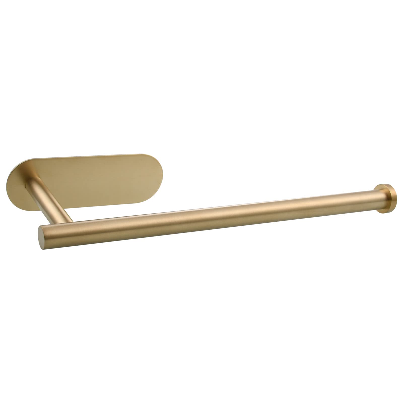 Stainless Steel Adhesive Towel Holder & Extendable Toilet Paper Roll Holder - Brushed Gold Bathroom Organizer for 2 Rolls - Perfect for Small Spaces, RVs & Apartment Bathrooms