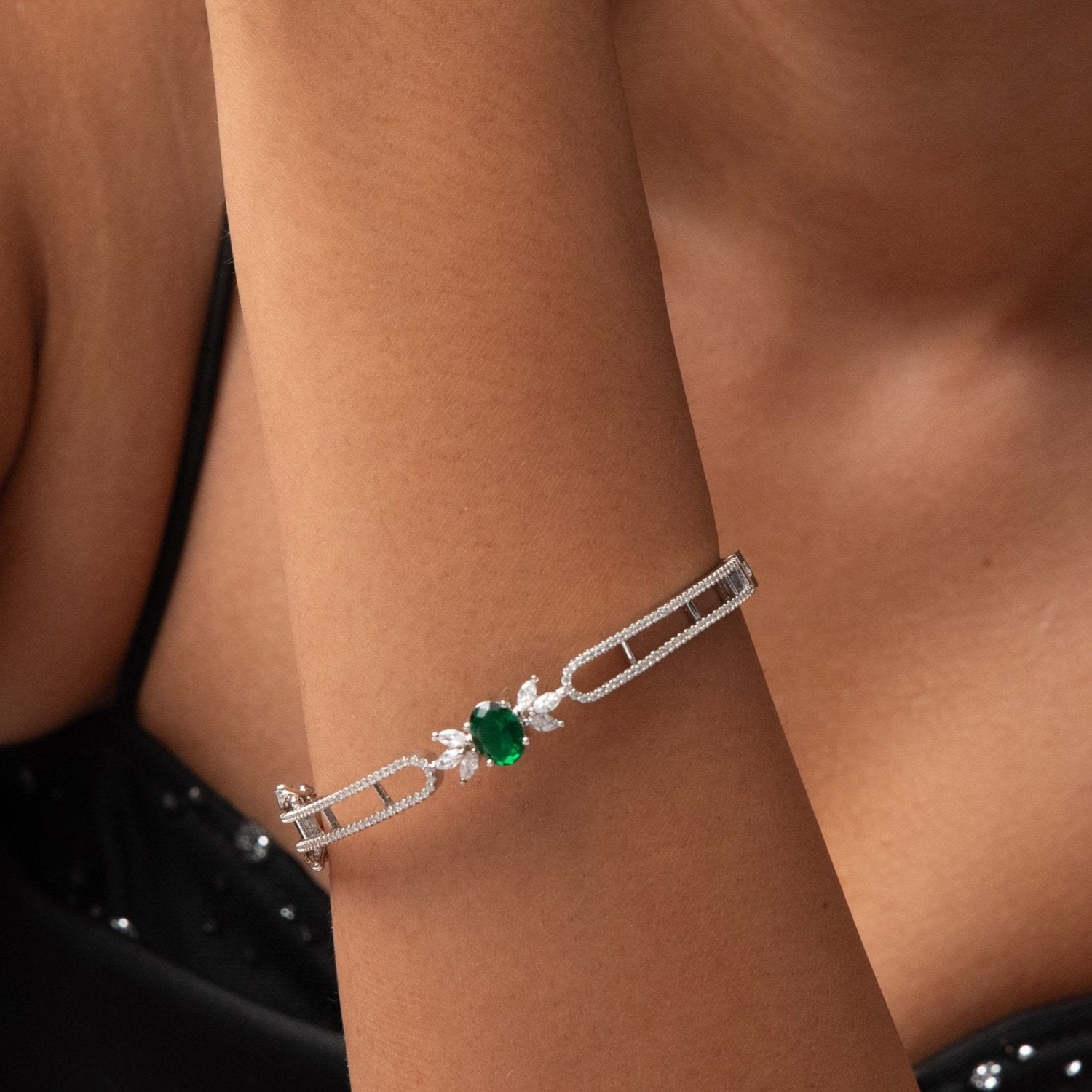 Astra Nakshatra CZ Green Bracelet for Women - Elegant Cubic Zirconia Crystal Jewelry for Party, Wedding & Everyday Wear