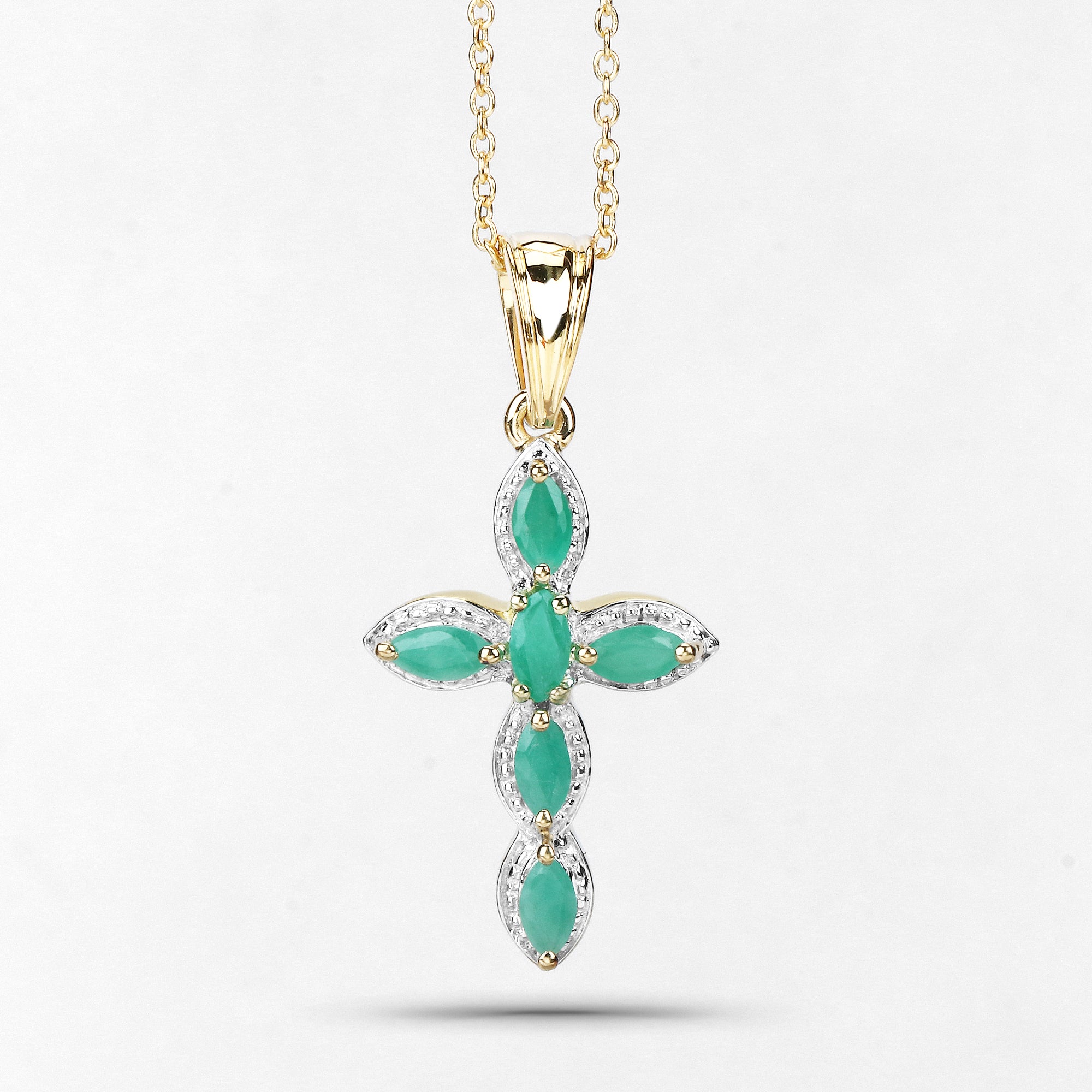 Genuine Emerald Green Cross Necklace - Elegant Pendant Jewelry for Women & Men - Perfect for Gifts, Weddings, Church & Everyday Wear