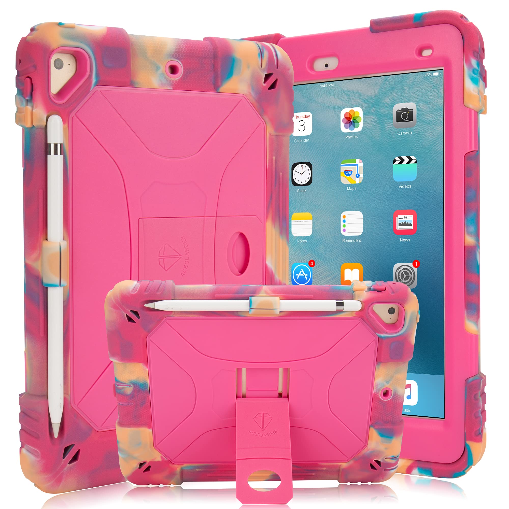 Acer iPad 9.7 Case (2018/2017 6th Gen) & iPad Air 2 Case - 3-Layer Shockproof Protective Cover for Kids | School, Travel & Home Use
