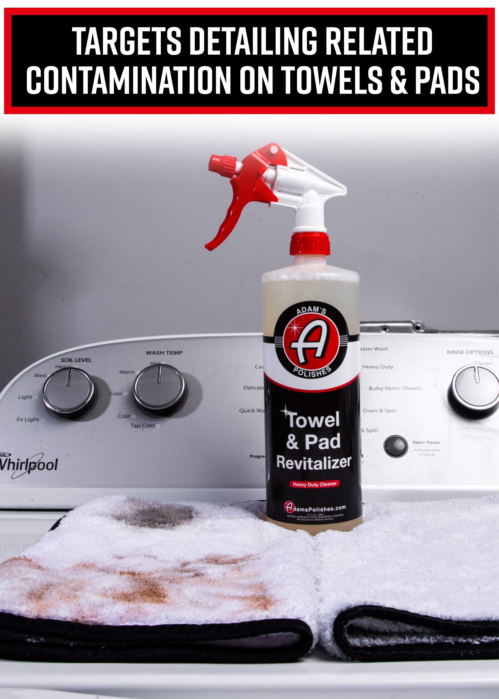 Adam's Polishes Microfiber Towel & Polishing Pad Cleaner HD 32oz - Removes Grime, Restores Softness & Prevents Scratches - Safe for Detailing Cloths & Pads - Ideal for Car Detailing, Wax Removal & Surface Polishing