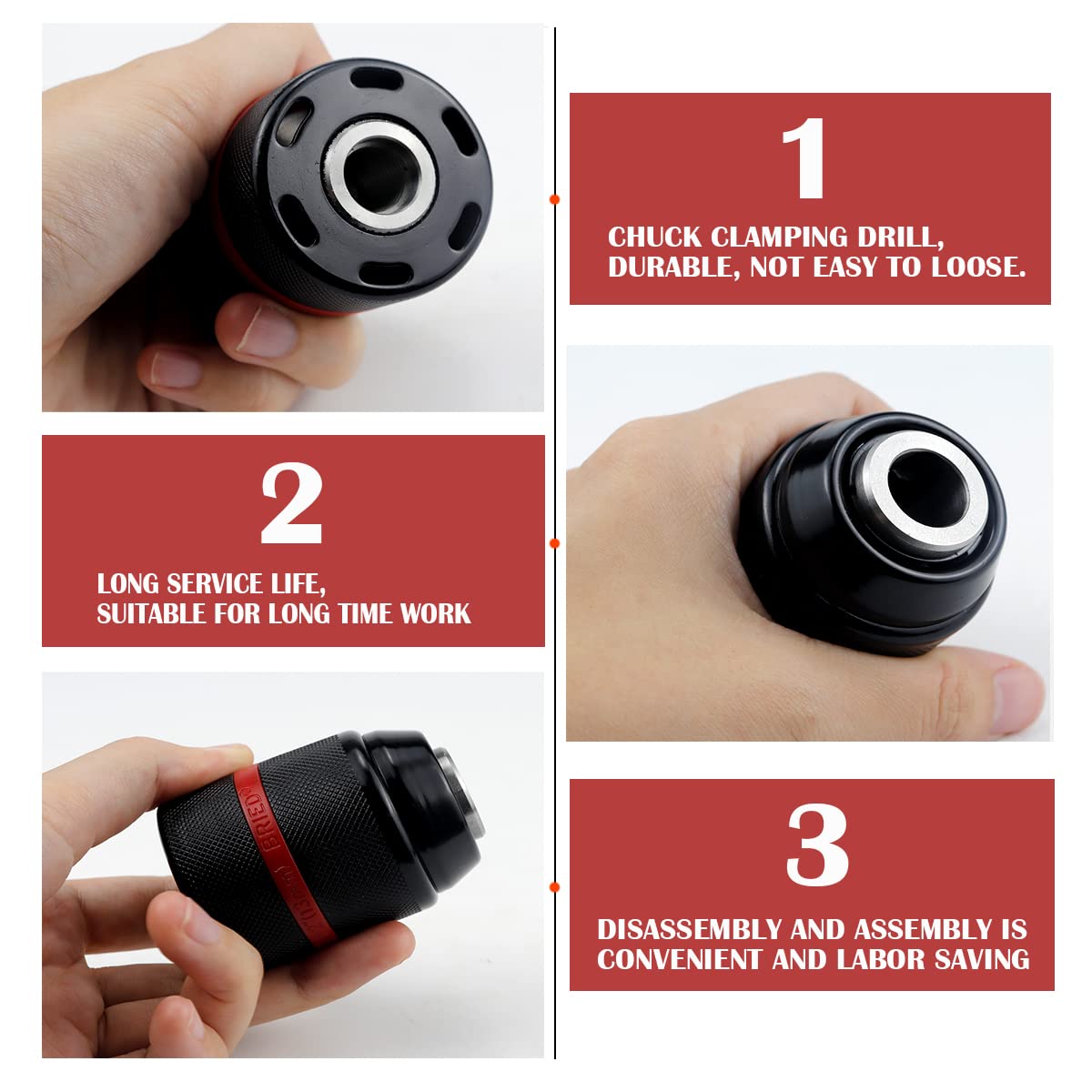 Self-Tightening Keyless Drill Chuck 2-13mm (1/2-20UNF) - Universal Fit for Hand & Impact Drills - Perfect for Woodworking, Metalworking & DIY Projects