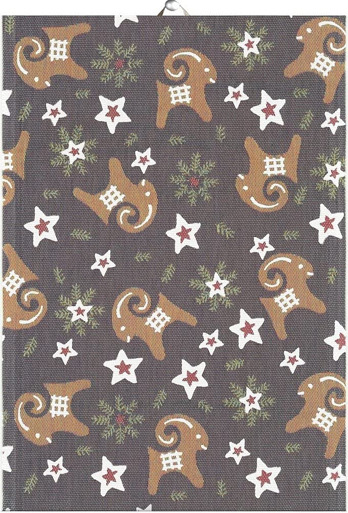 Ekelund Master Weavers Christmas Towel Pepparkakor - 14'' x 20'' (35 cm x 120 cm) Natural Organic Cotton Kitchen Towel, Multicolor Holiday Dish Towel for Christmas Decor & Gift Giving