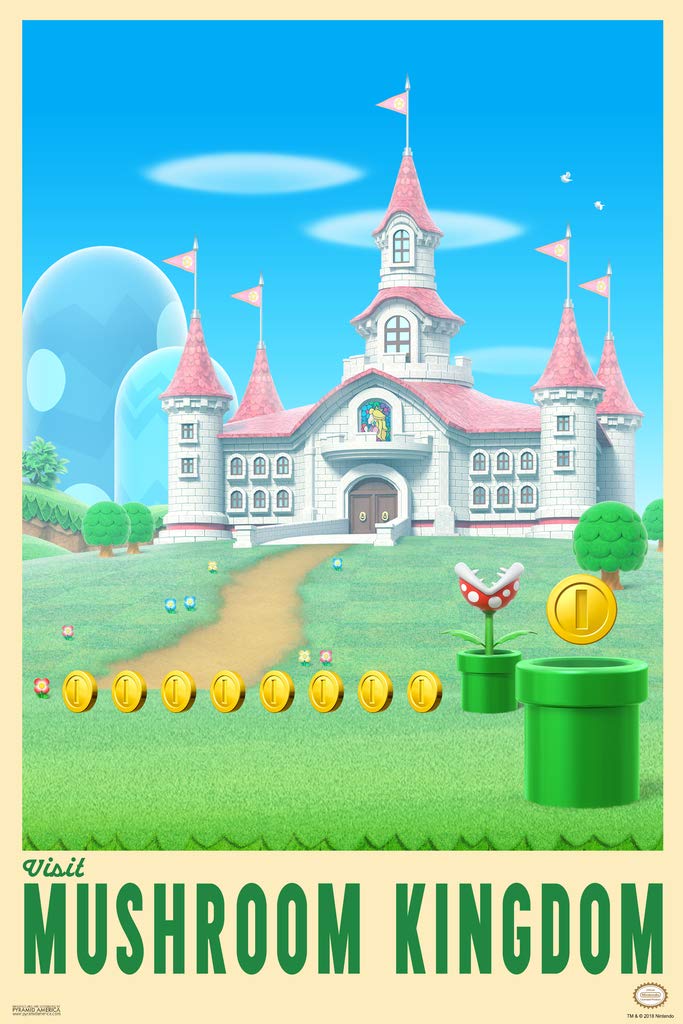 Nintendo Mario Bros Video Game Wall Art Print - 12x18 Inch Mushroom Kingdom Poster for Gaming Room Decor | Perfect for Gamer Gifts & Home Office
