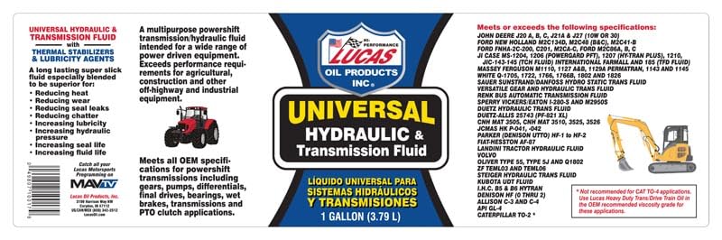 Lucas Oil 10017 Premium Hydraulic Fluid - 1 Gallon, High-Performance Hydraulic Oil for Heavy Equipment, Tractors, and Industrial Machinery | Ideal for Construction, Farming, and Manufacturing Applications