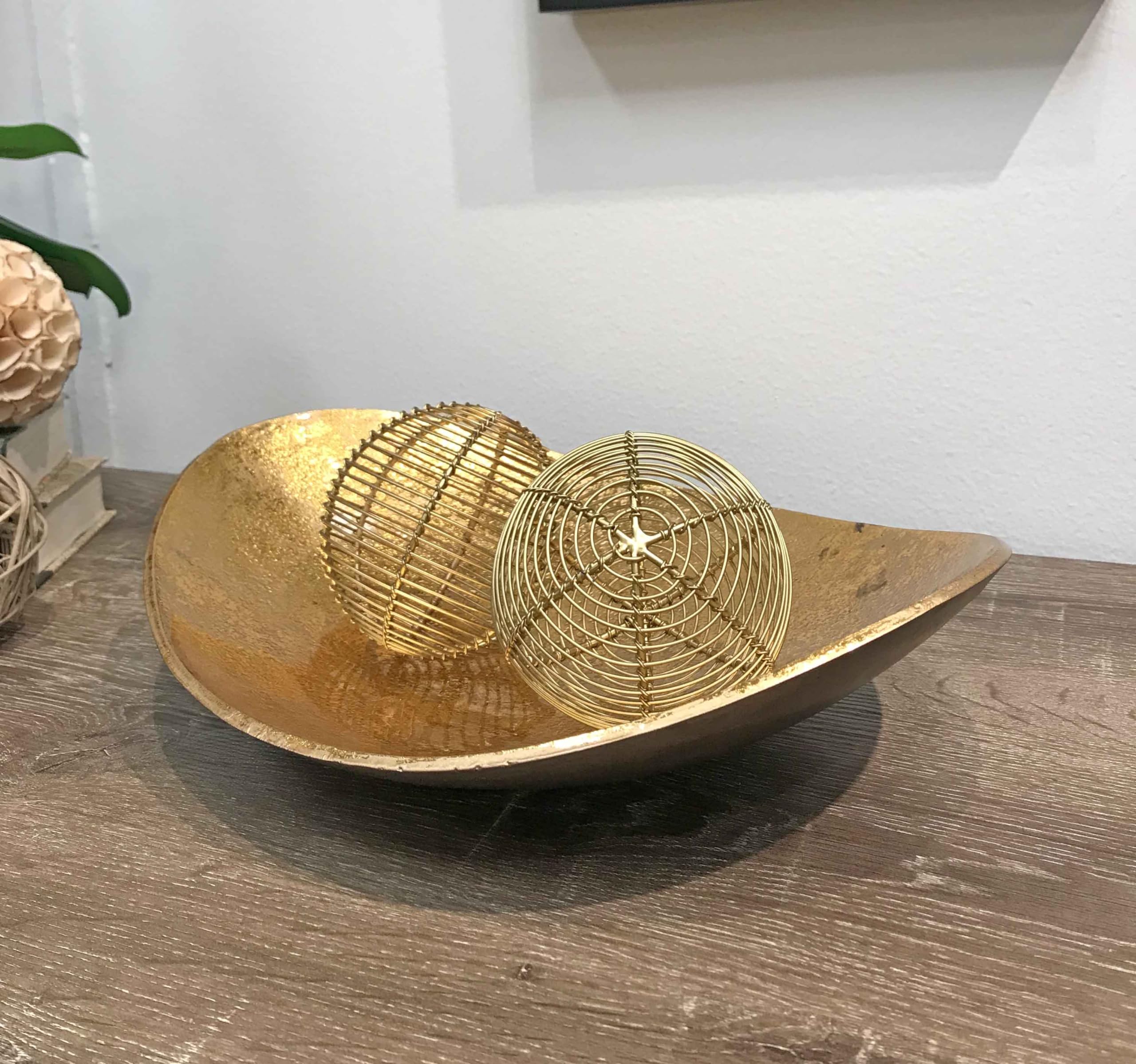 Modern Day Accents 4404 Metallic Oblong Tray in Bronze & Gold - Elegant Home & Office Decor, Kitchen Countertop Organizer, Stylish Fruit Bowl, 14