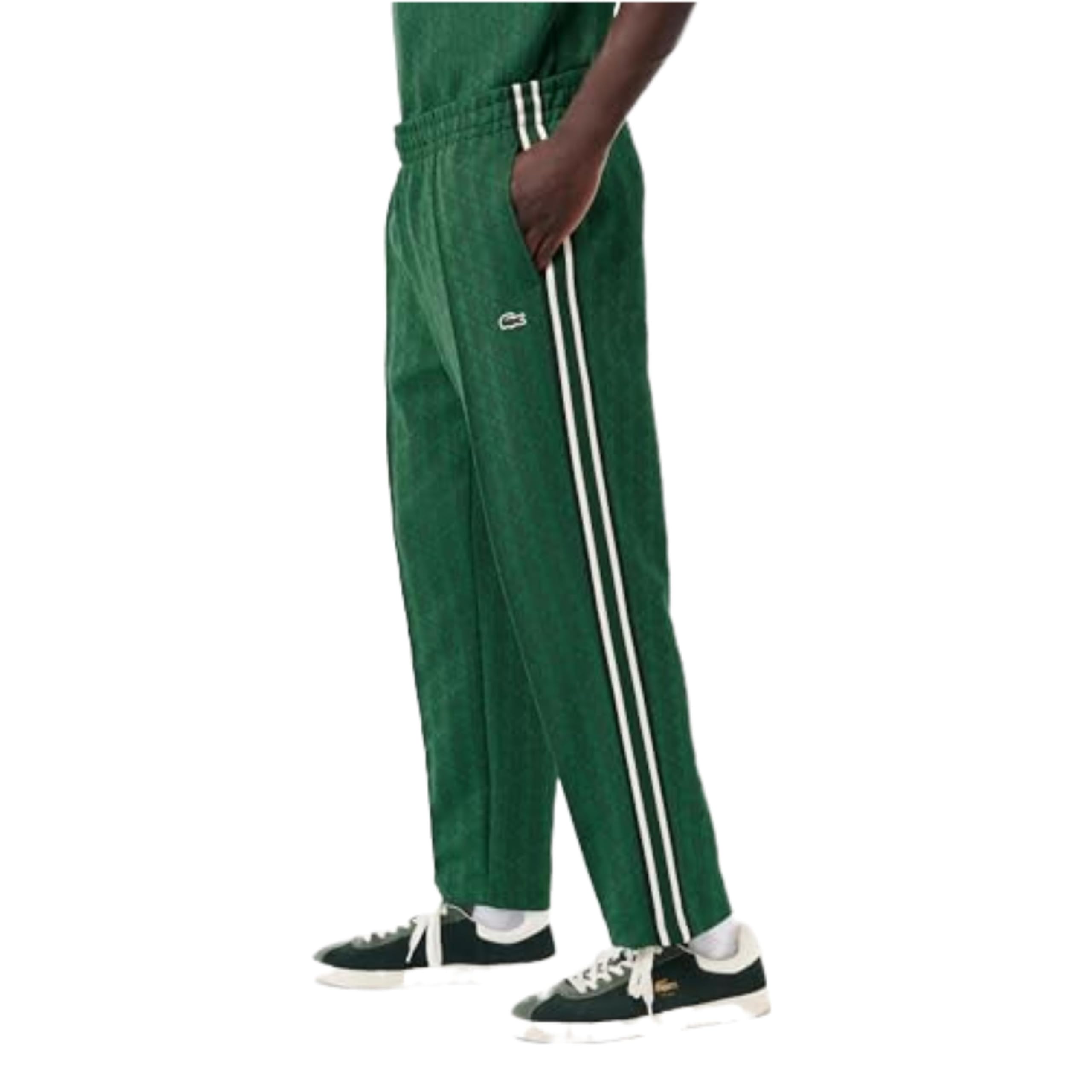 Lacoste Men's Monogram Print Casual Pants - Slim Fit Comfortable Trousers for Work, Travel & Everyday Wear