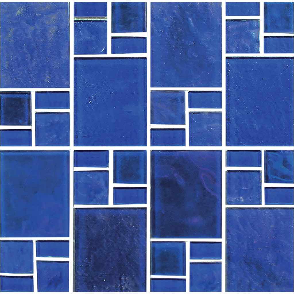 Iridescent Glass Tile Veranda Cobalt Mixed - Stunning Mosaic for Backsplash, Pool, and Outdoor Decor