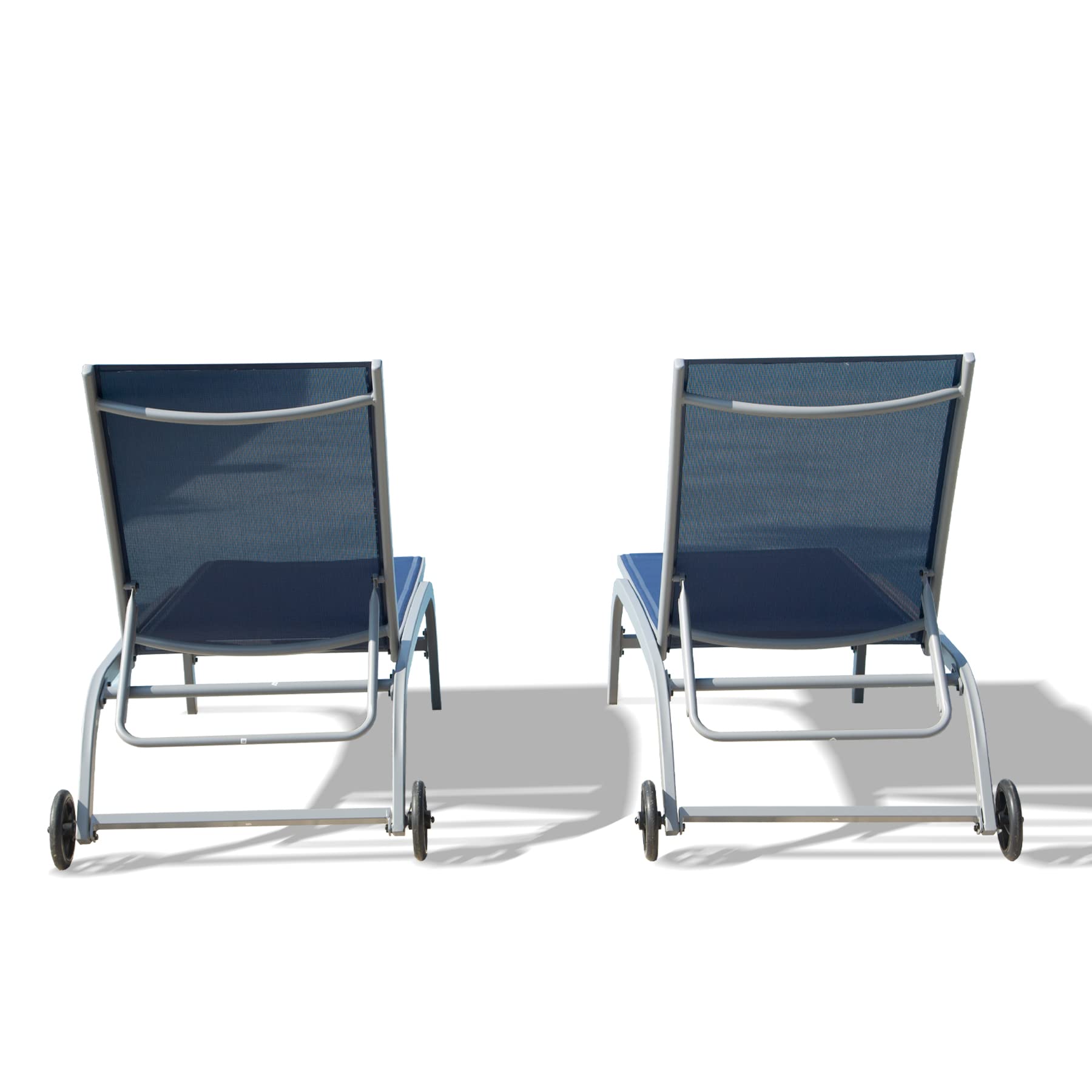 Domi Outdoor Chaise Lounge Set of 2 - Adjustable Poolside Lounge Chairs with Wheels & 5-Position Recline - Perfect for Patio, Beach, Yard, Deck & Backyard Relaxation | Blue Weather-Resistant Furniture for Sunbathing & Outdoor Lounging
