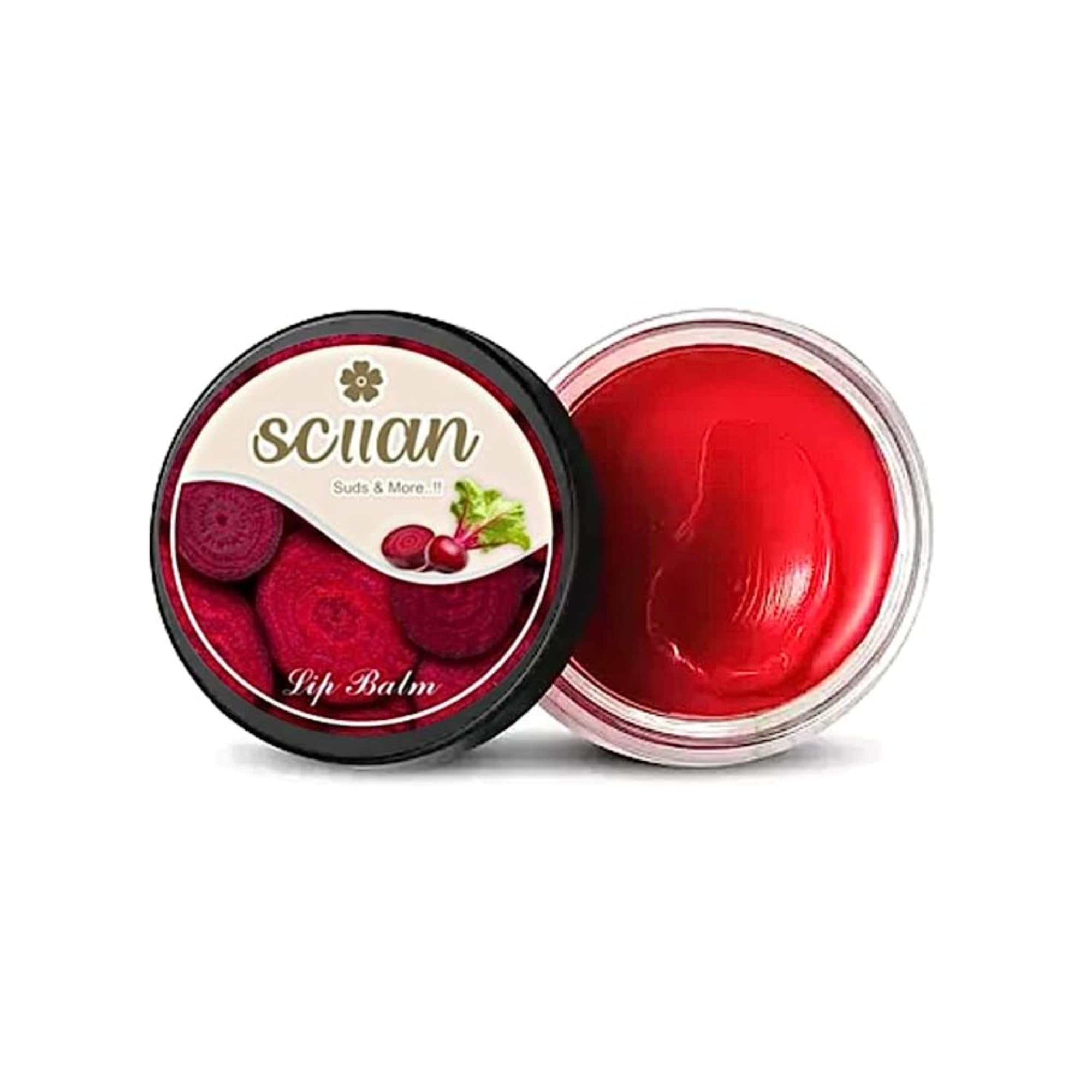 SCIIAN Herbal Beetroot Lip Balm - 10g | SPF Lip Balm for Dry & Chapped Lips | Lightening & Nourishing Lip Care with Vitamin E, Shea Butter & Jojoba Oil | Pack of 2 | Perfect for Daily Hydration, Sun Protection & Night Lip Treatment