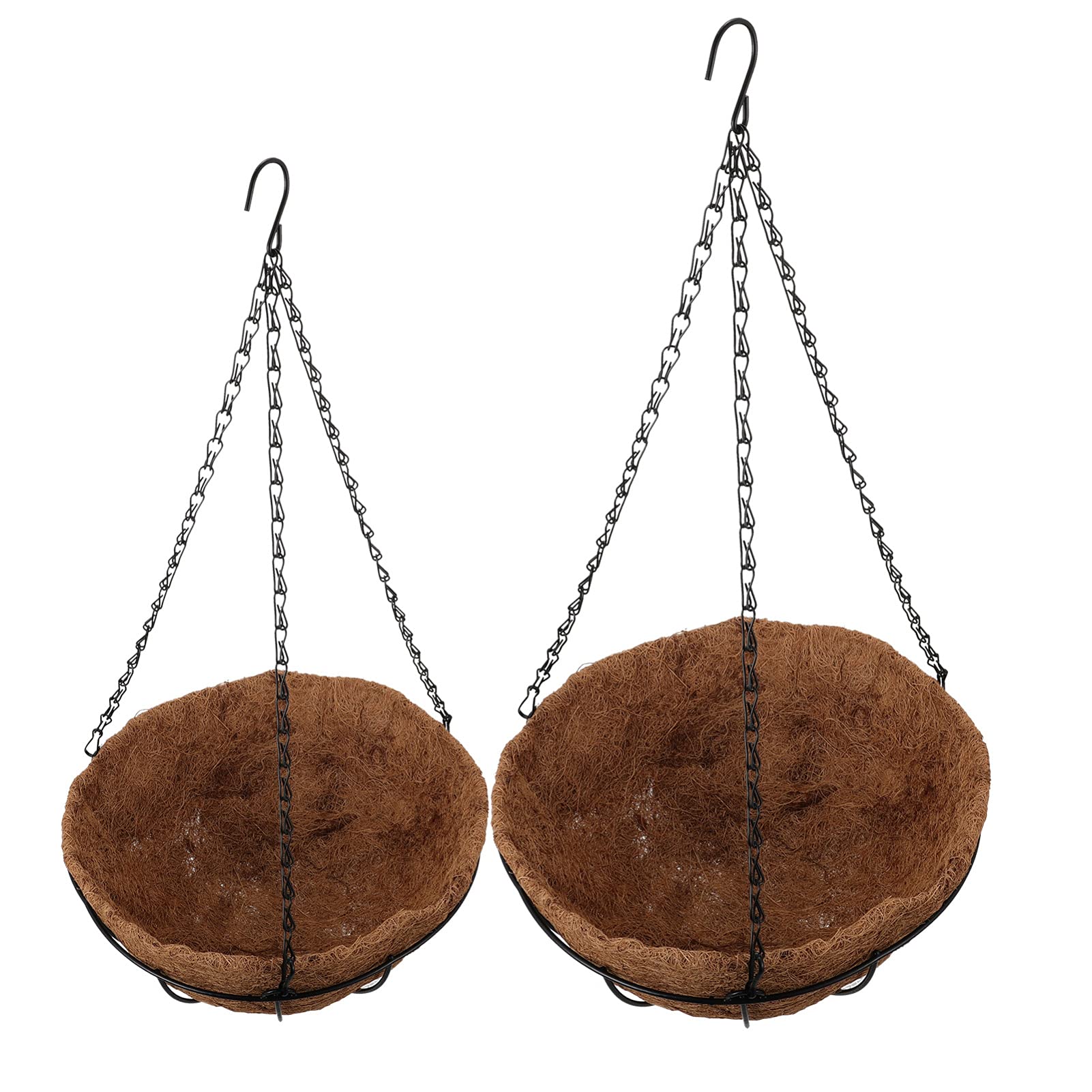 Metal Hanging Planter Basket with Coconut Liner - Indoor/Outdoor Garden Decor (2pcs) for Balcony & Patio