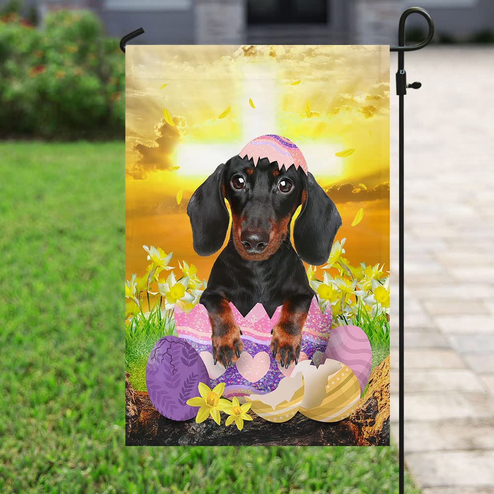 American Flag with Dachshund Design - Happy Easter Outdoor Decoration for Yard, House & Garden | Patriotic Holiday Home Decor