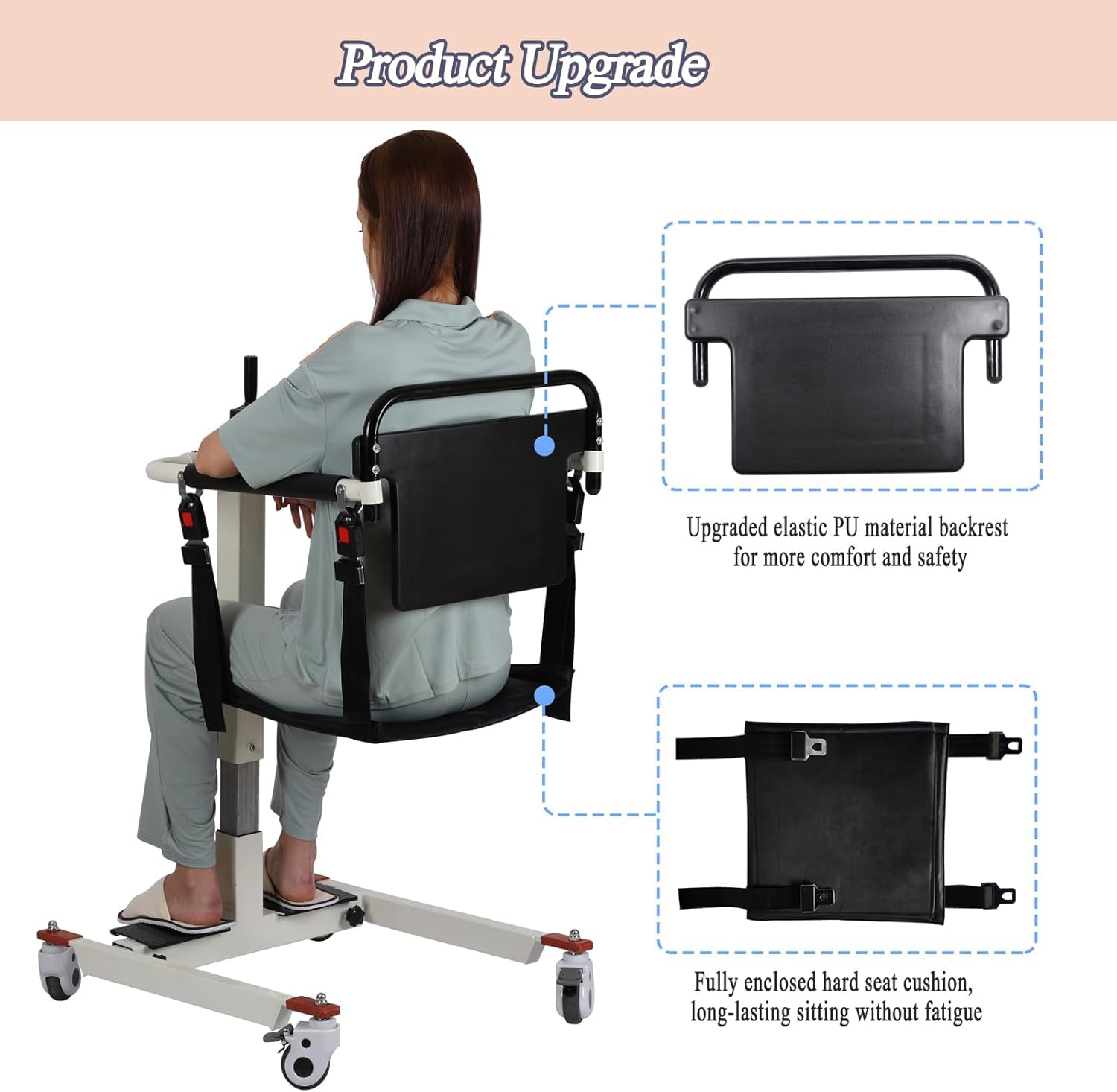 Portable Patient Lift Transfer Chair for Home & Car - Elderly Mobility Aid with Bedside Commode - Safe Patient Lifting Equipment for Seniors & Disabled (Ideal for Home Care, Hospital Transfers & Travel)