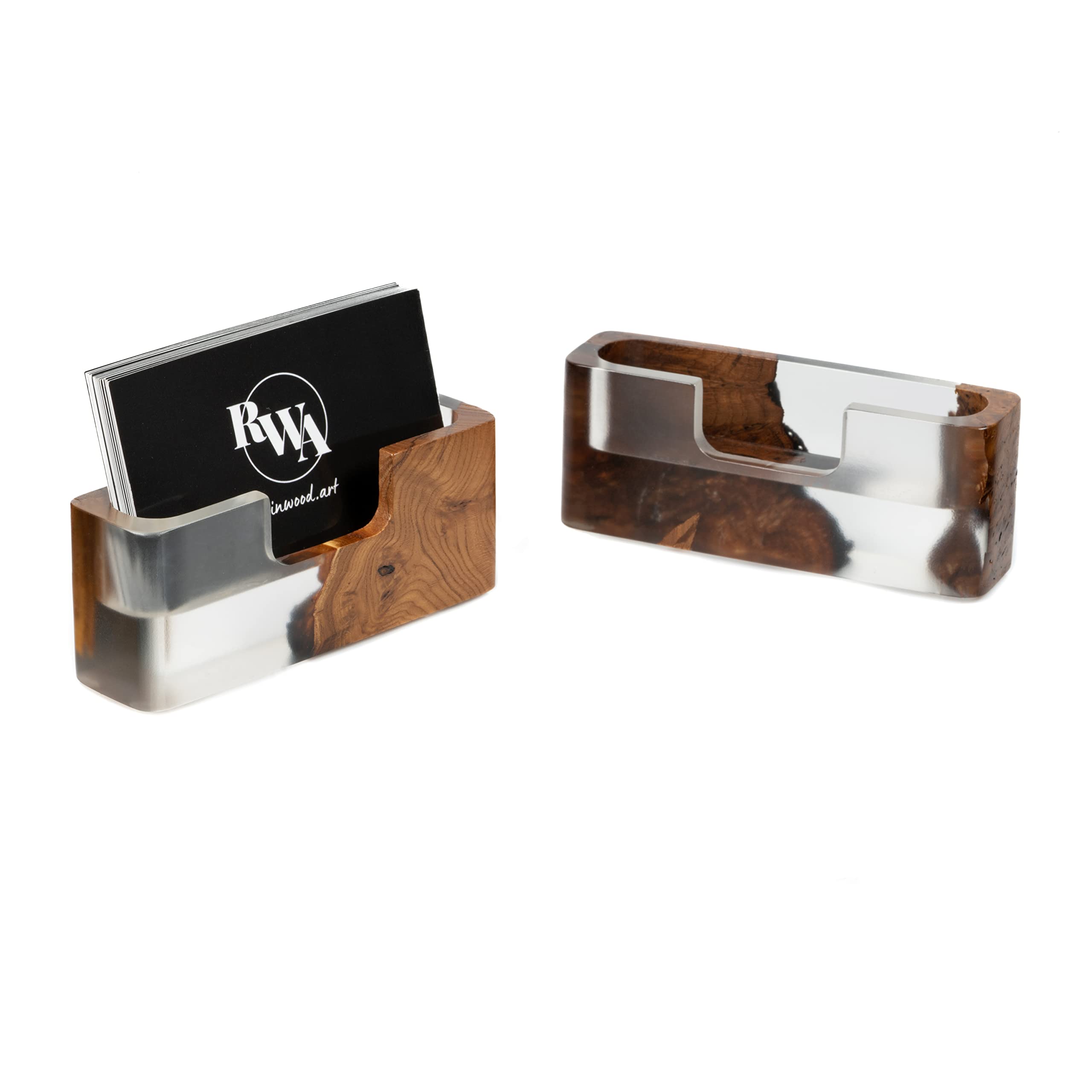 SMART Premium Wooden Business Card Holder - Slim & Compact Office Desk Organizer, Home Office Accessory with Transparent Breeze Design - Perfect for Professional Networking, Corporate Gifts & Workspace Organization