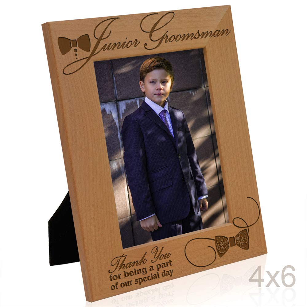 KATE POSH Junior Groomsman Thank You Gift - 4x6 Vertical Picture Frame for Wedding Party - Perfect for Groomsmen Appreciation & Special Day Memories