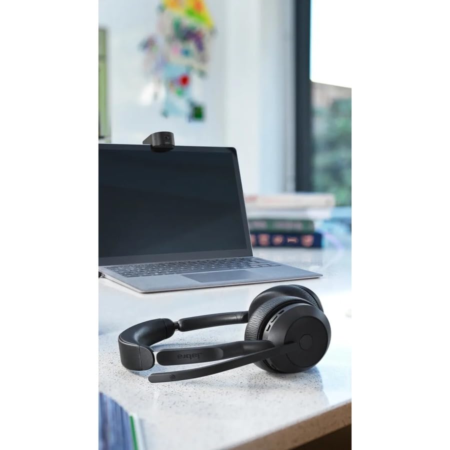 Jabra Evolve2 55 Wireless Stereo Headset with Active Noise Cancellation & AirComfort Technology - UC Certified for Zoom, Google Meet, Microsoft Teams - Perfect for Remote Work, Online Meetings & Home Office (Black)