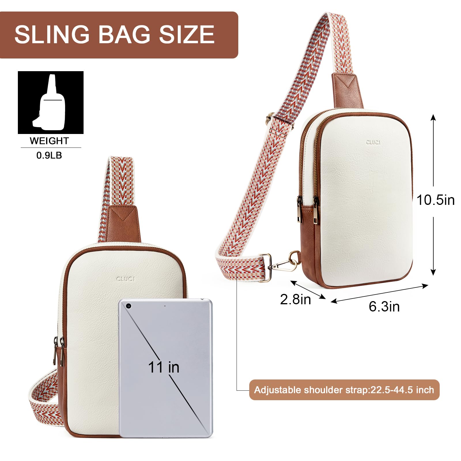 CLUCI Genuine Leather Crossbody Bag for Women - Stylish Sling Backpack Purse, Adjustable Strap, Lightweight & Durable - Perfect for Travel, Shopping & Daily Use