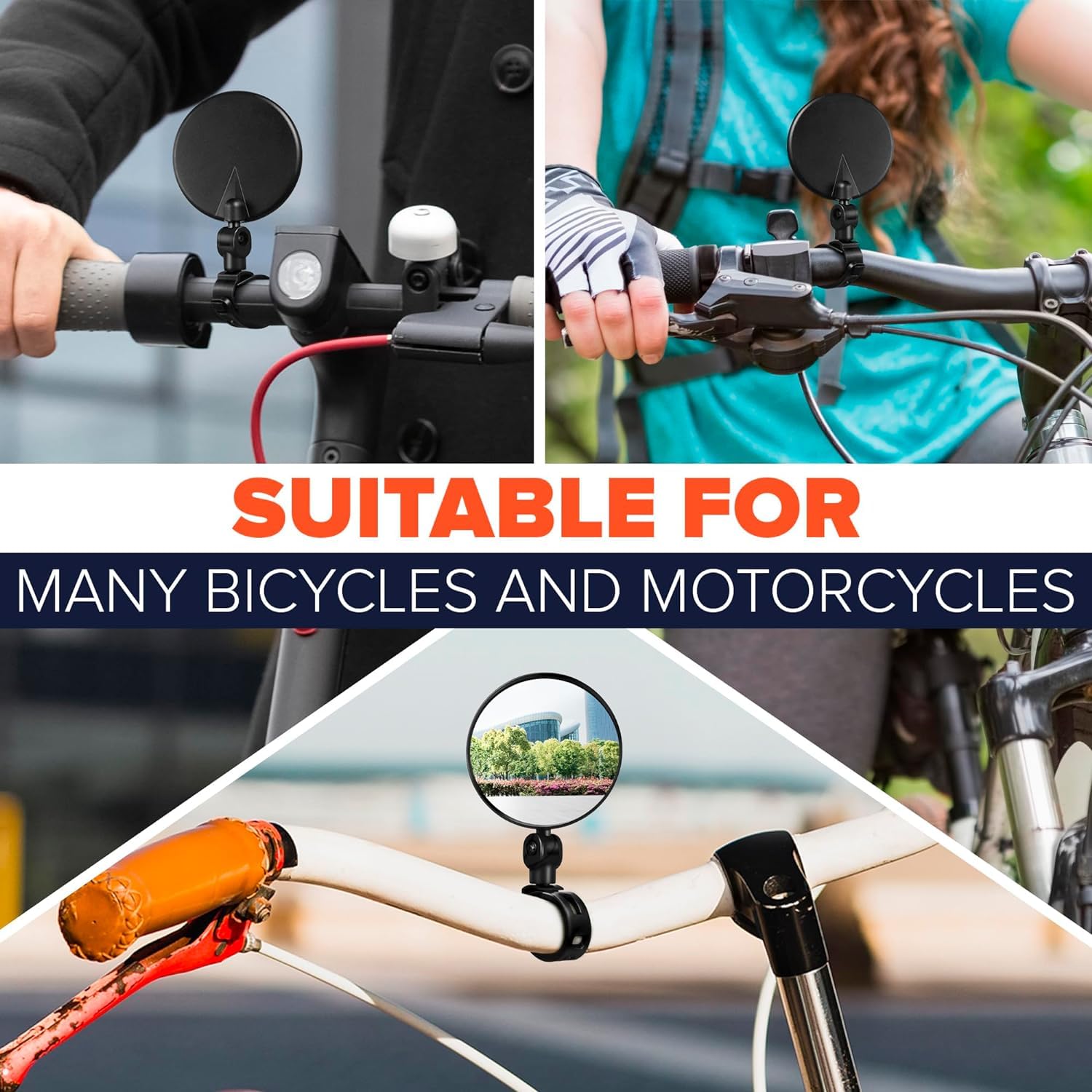 2 Pack 360° Adjustable Bike Mirrors - Safe Rotatable Handlebar Bicycle Mirror for Mountain & Road Bikes | Convex Safety Design | Perfect for Cycling Commuting & Outdoor Adventures