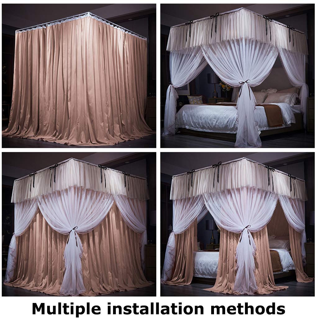 70% Blackout Princess Bed Canopy with 4 Corner Posts & Mosquito Net - Full/Queen/Cal King Size Frame for Girls, Women & Boys (Jade, King) | Perfect for Bedroom Decor, Light Blocking & Bug Protection