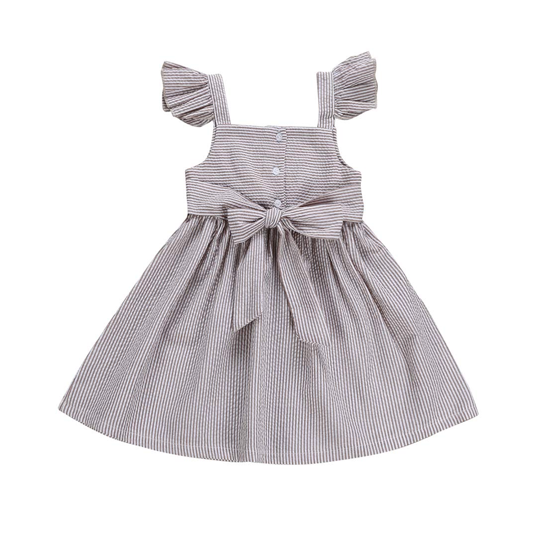 MAINESAKA Baby Girls Striped Bubble Romper - Short Sleeve Bodysuit with Front Bowknot - Cute Outfit for Playtime, Photos & Special Occasions