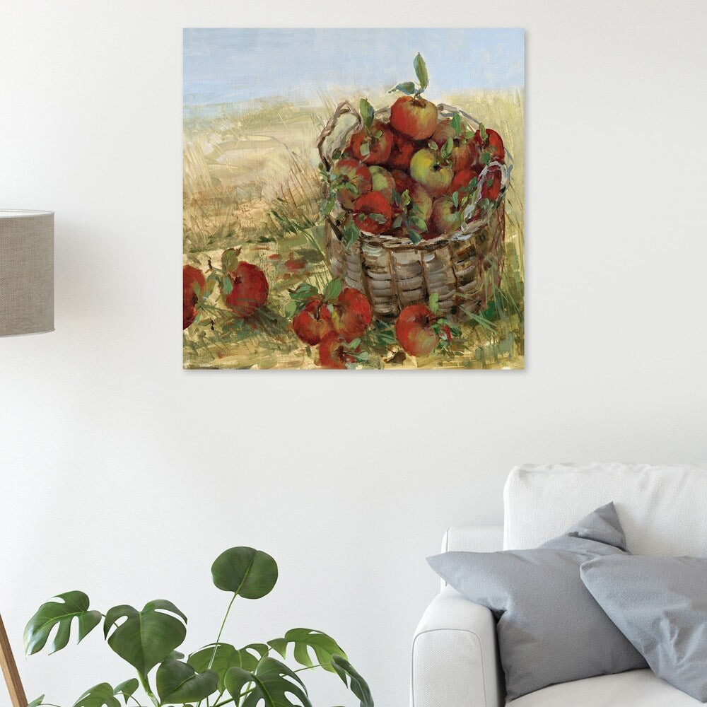Apple Picking II Framed Canvas Wall Art - 27x27 Inches Ready to Hang Home Decor - Perfect for Living Room, Bedroom & Office Decorations