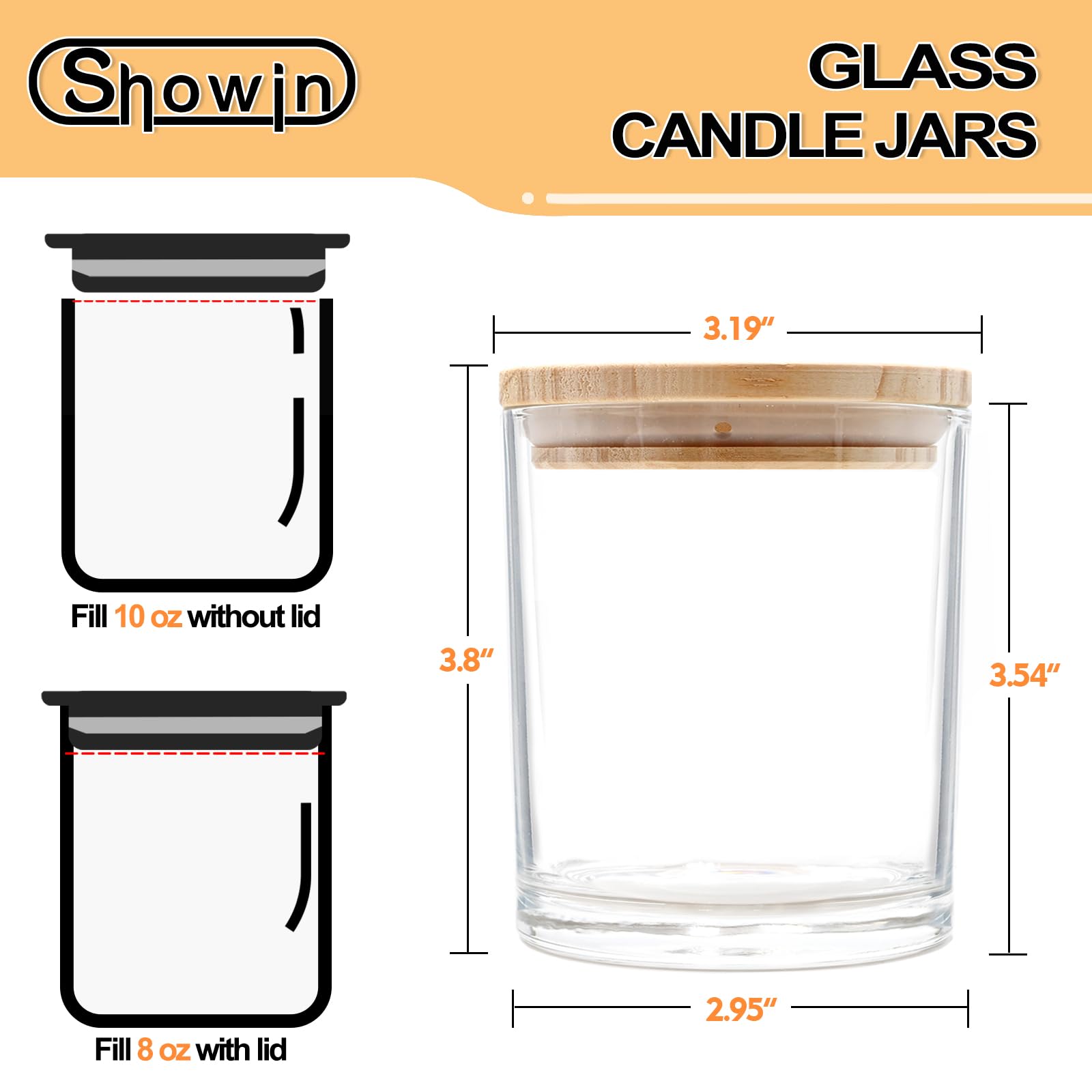 10 oz Thick Clear Candle Jars with Wood Lids - 15 Pack Empty Candle Making Containers for DIY Candles, Wax Melts & Home Decor - Perfect for Gifts, Wedding Favors & Aromatherapy