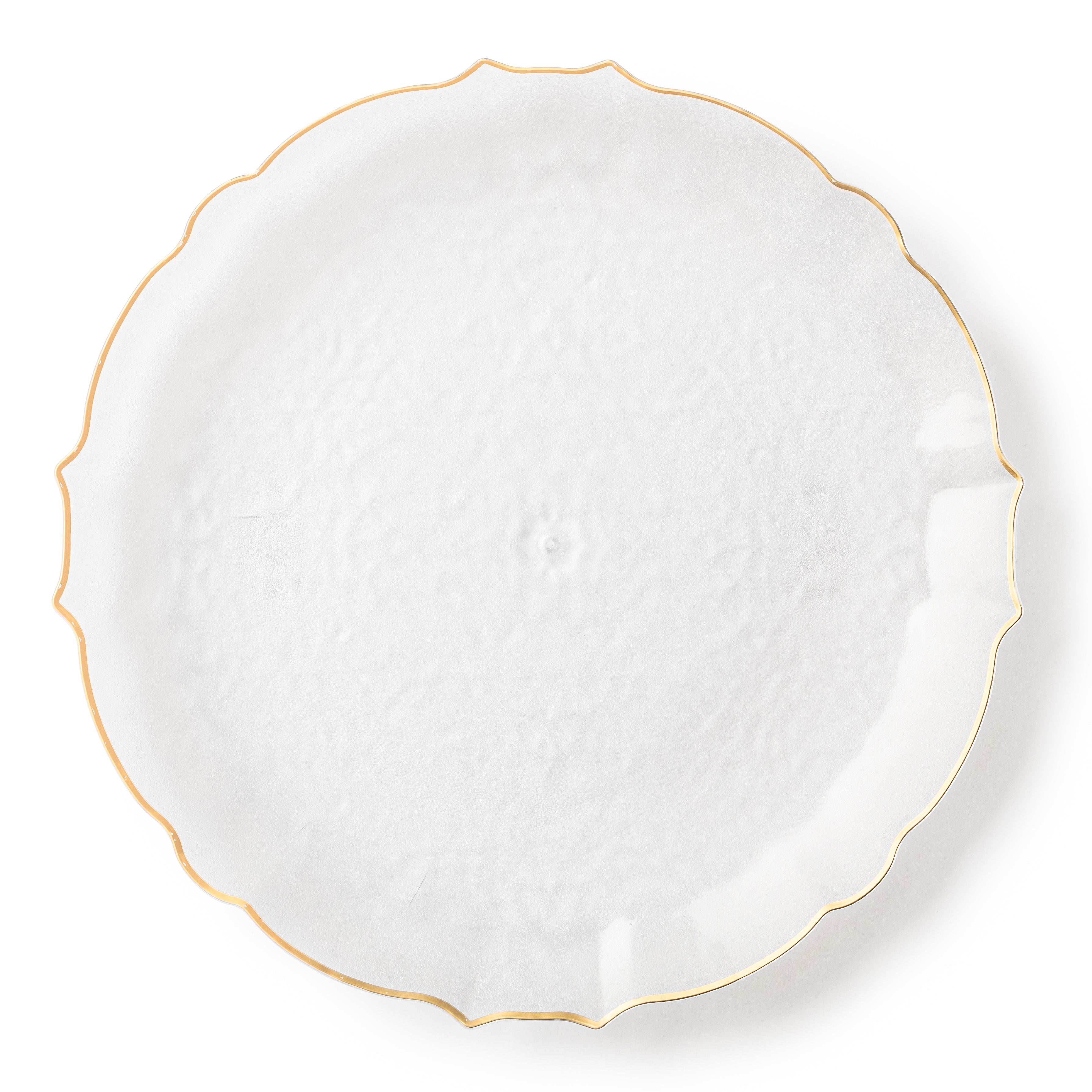 32-Piece Transparent White & Gold Round Plastic Dinnerware Set - Elegant Disposable Plates, Cups, Forks & Spoons for 16 Guests - Perfect for Weddings, Parties, Catering & Outdoor Events