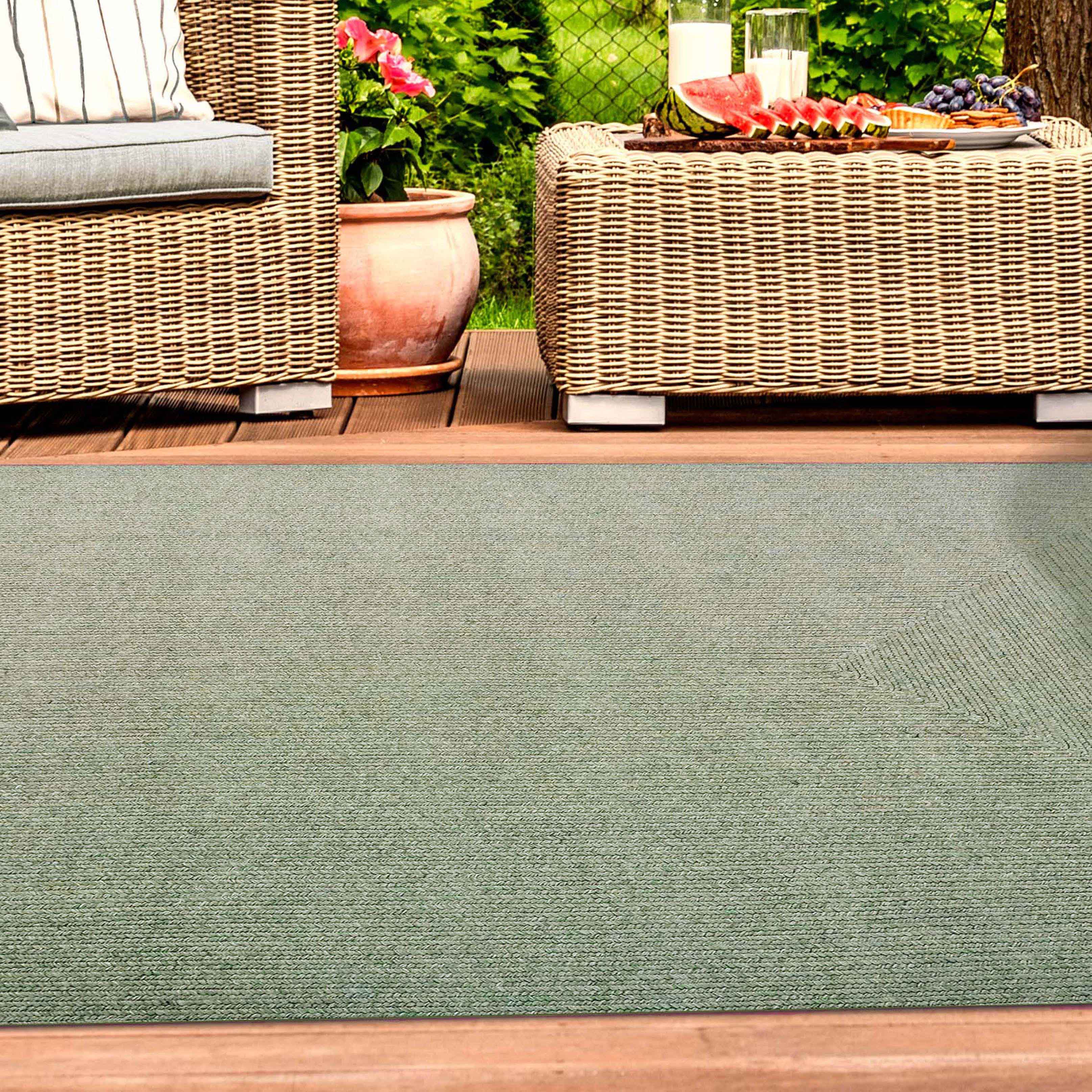 Bohemian Rectangle Braided Area Rug - Non-Slip Indoor Outdoor Rug for Living Room, Bedroom, Patio - Soft Woven Jute Natural Fiber Floor Mat for Home Decor