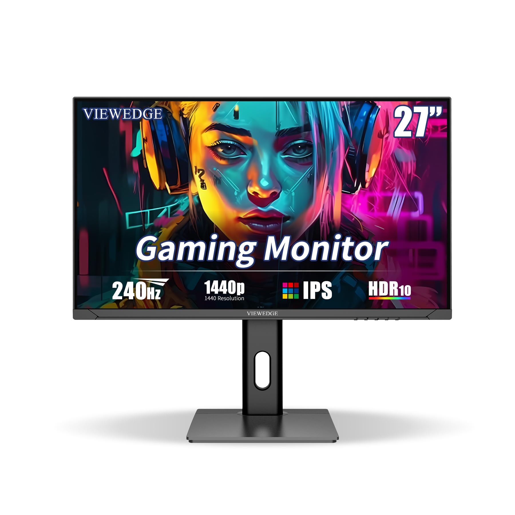 27 Inch QHD Gaming Monitor 240Hz 1ms HDR10 IPS Display - 2560x1440p 2K Computer Monitor with DisplayPort & HDMI, Built-in Speakers, Wall Mountable - Perfect for Esports, FPS Gaming & Home Office Setup