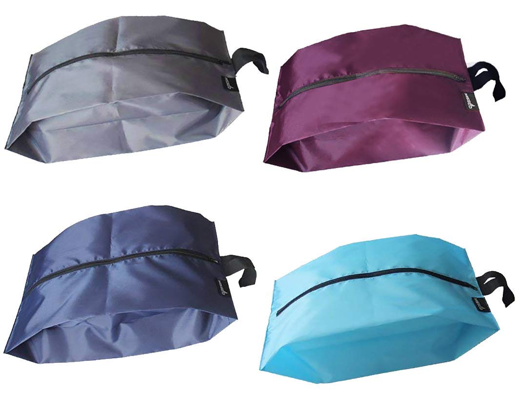 MISSLO 4-Pack Waterproof Nylon Travel Shoe Bags with Zipper Closure - Mix Colors for Gym, Vacation & Storage Organization | Durable Shoe Organizer for Suitcase, Sports Gear & Travel Accessories