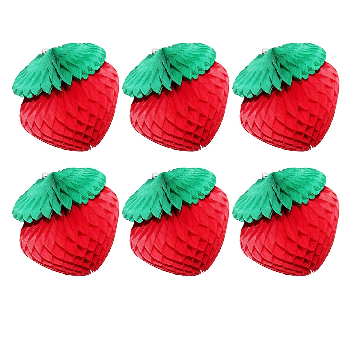 6-Pack 10-Inch Honeycomb Tissue Paper Strawberry Balls - DIY Wall Decor for Party, Wedding, Baby Shower & Home Decoration - Perfect for Birthday Celebrations, Nursery Decor and Seasonal Party Backdrops (10