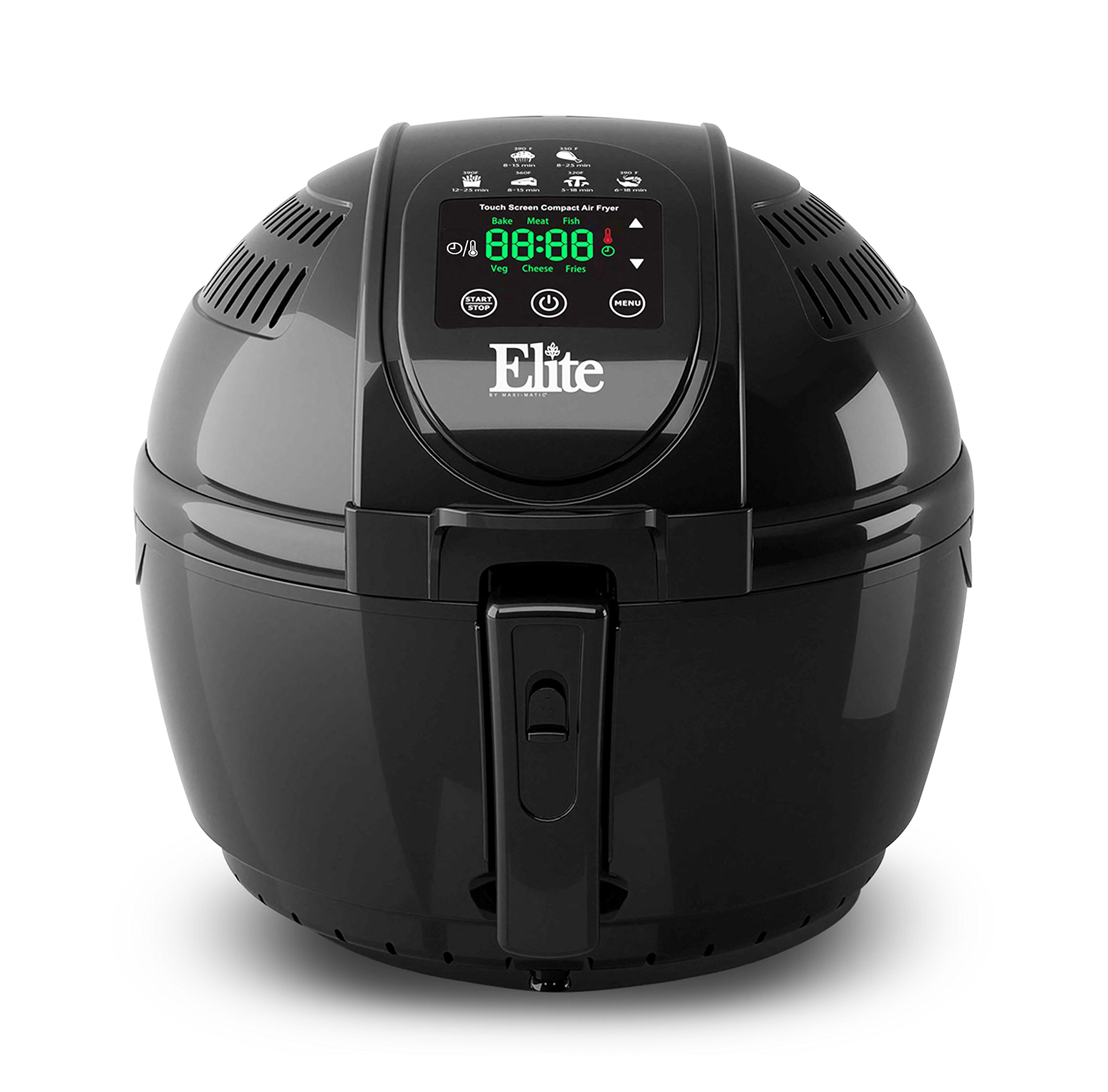 Elite Gourmet EAF-2500D 3.5Qt Dual Basket Digital Air Fryer - 1400W Oil-Free Healthy Cooker with Temperature/Timer Control & 26 Color Recipes - Perfect for Family Meals, Snacks & Low-Fat Cooking (Black)
