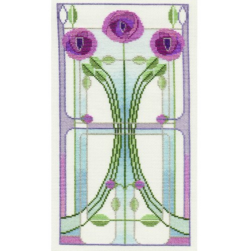 Counted Cross Stitch Kit - Mackintosh Rose Bouquet Floral Design | DIY Embroidery for Home Decor, Wall Art & Gift Giving