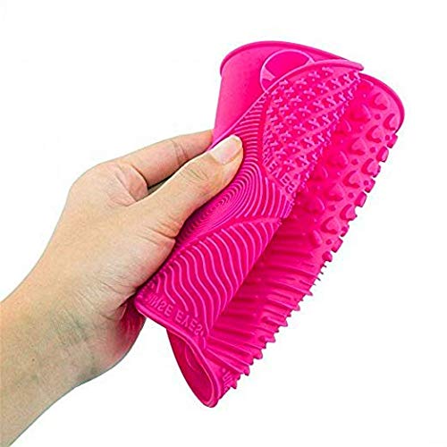 Fariox Silicone Makeup Brush Cleaning Mat Pad - Portable Cosmetic Brush Cleaner Glove & Washing Tool for Makeup Brushes (Rose) - Perfect for Home, Salon & Travel Use