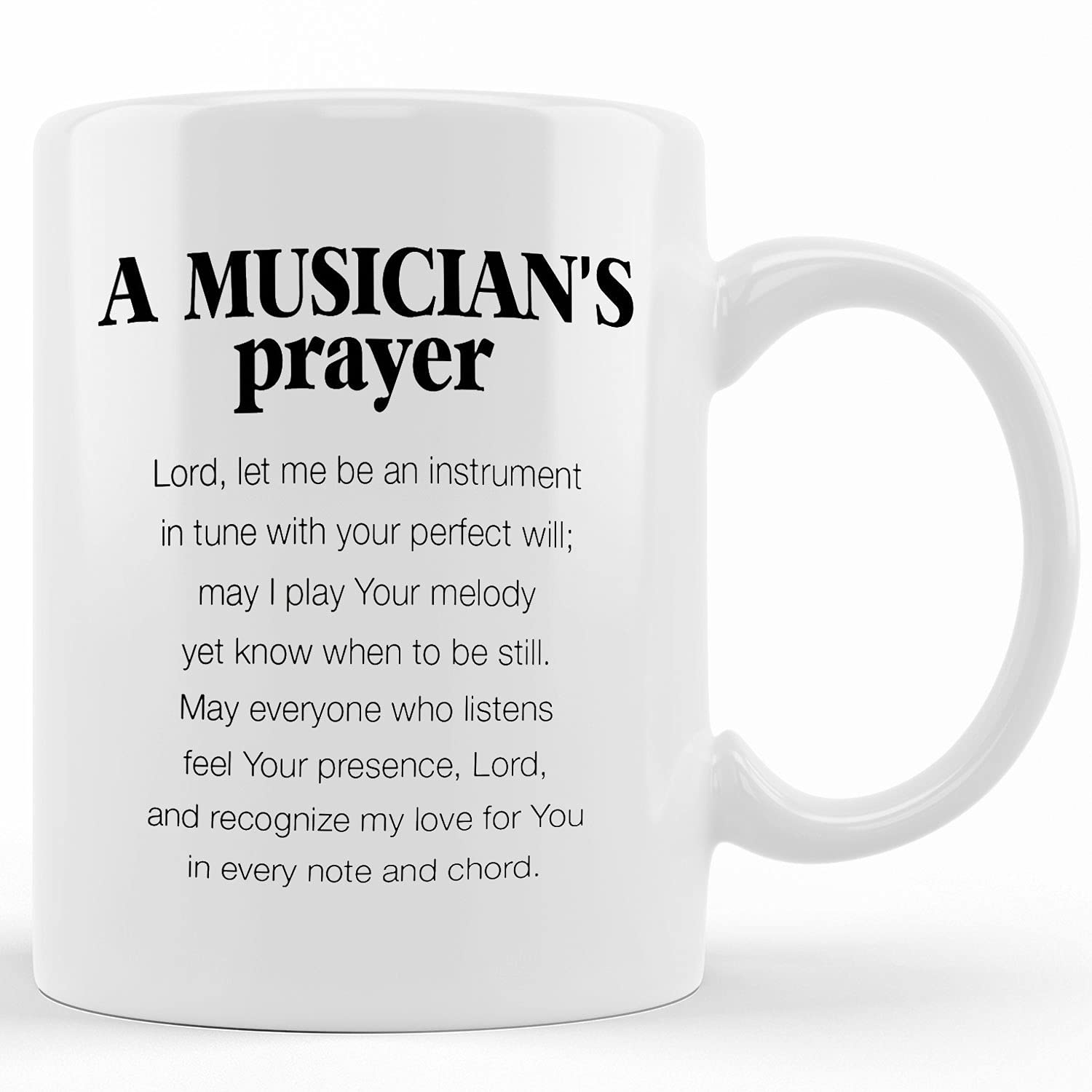 Musician Coffee Mug - 11oz & 15oz Ceramic Tea Cup with Inspirational Prayer - Perfect Gift for Musicians Birthday, Christmas, Thanksgiving - Great for Coffee, Tea, or Office Use