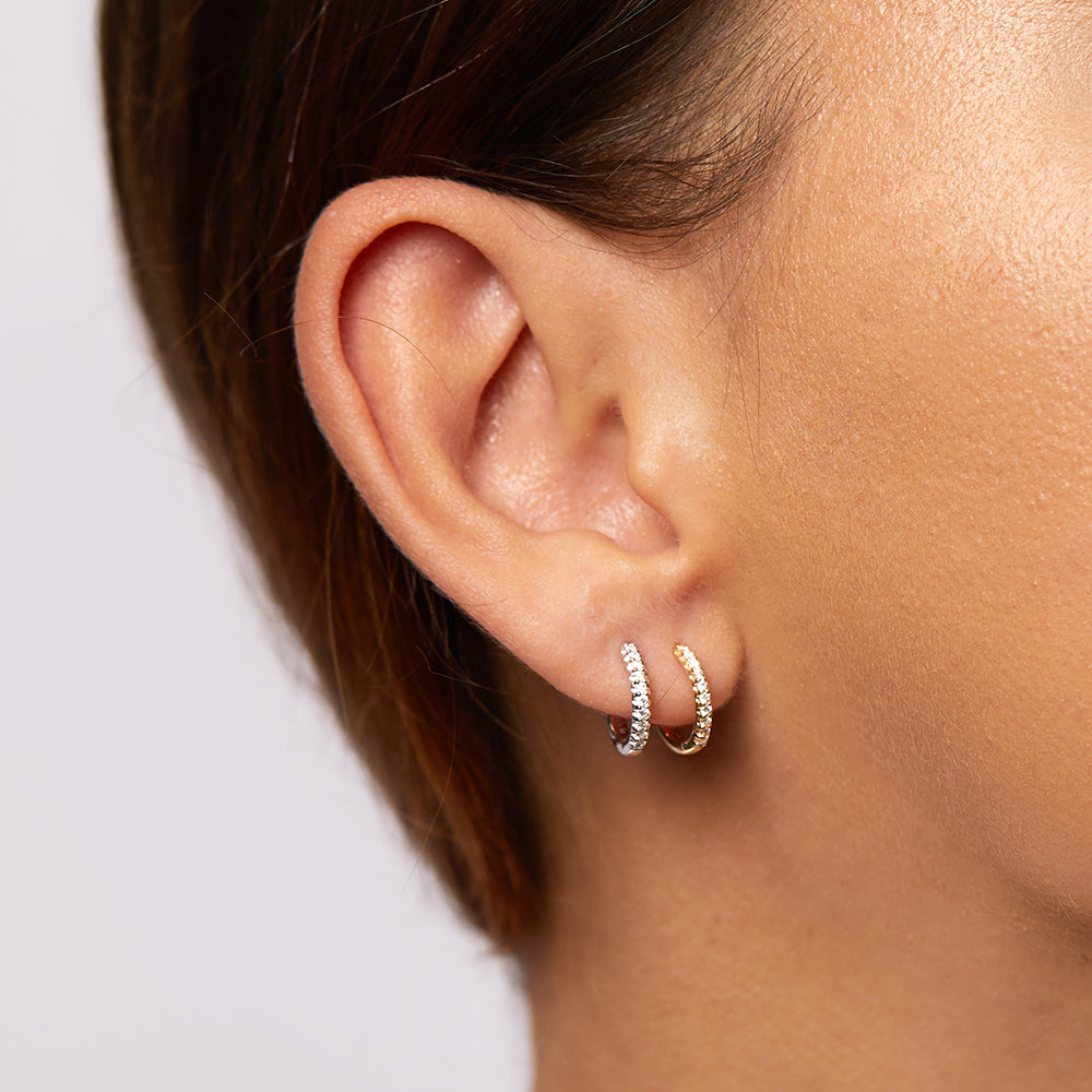 10k Gold Diamond Huggie Earrings for Women - Elegant Everyday Hoop Earrings for Work, Party & Special Occasions