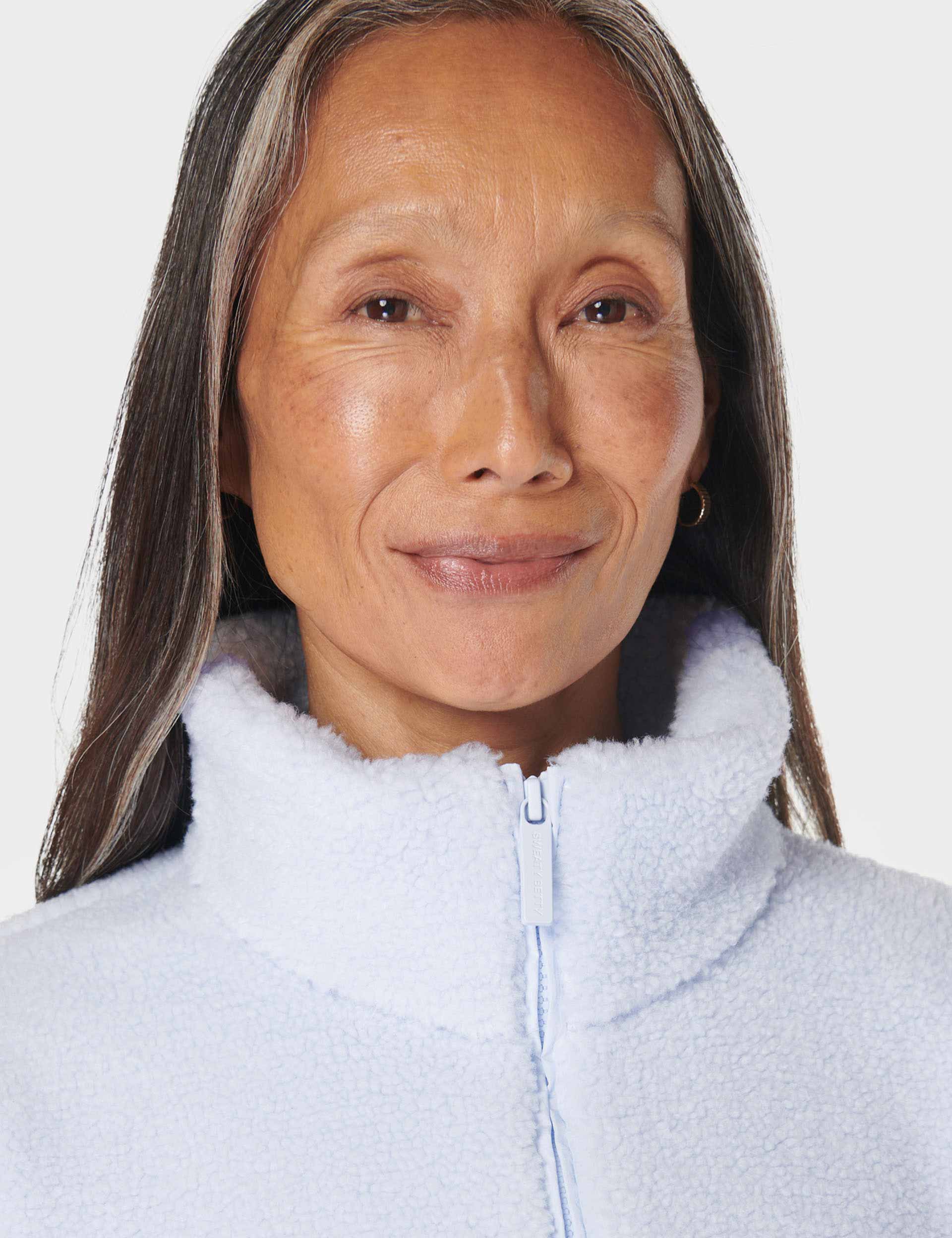 Soft Plush Fleece Textured Half Zip Pullover - Salt Blue | Cozy Winter Wear for Outdoor Activities & Casual Loungewear